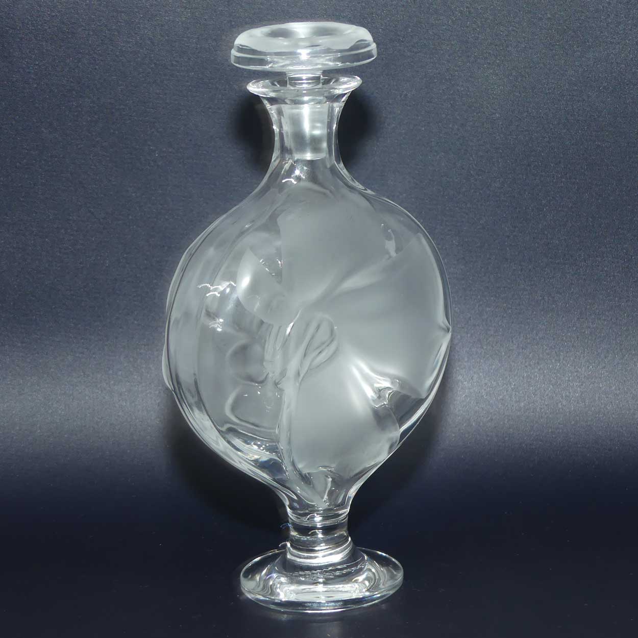 Lalique France Moulin Rouge design tall perfume bottle