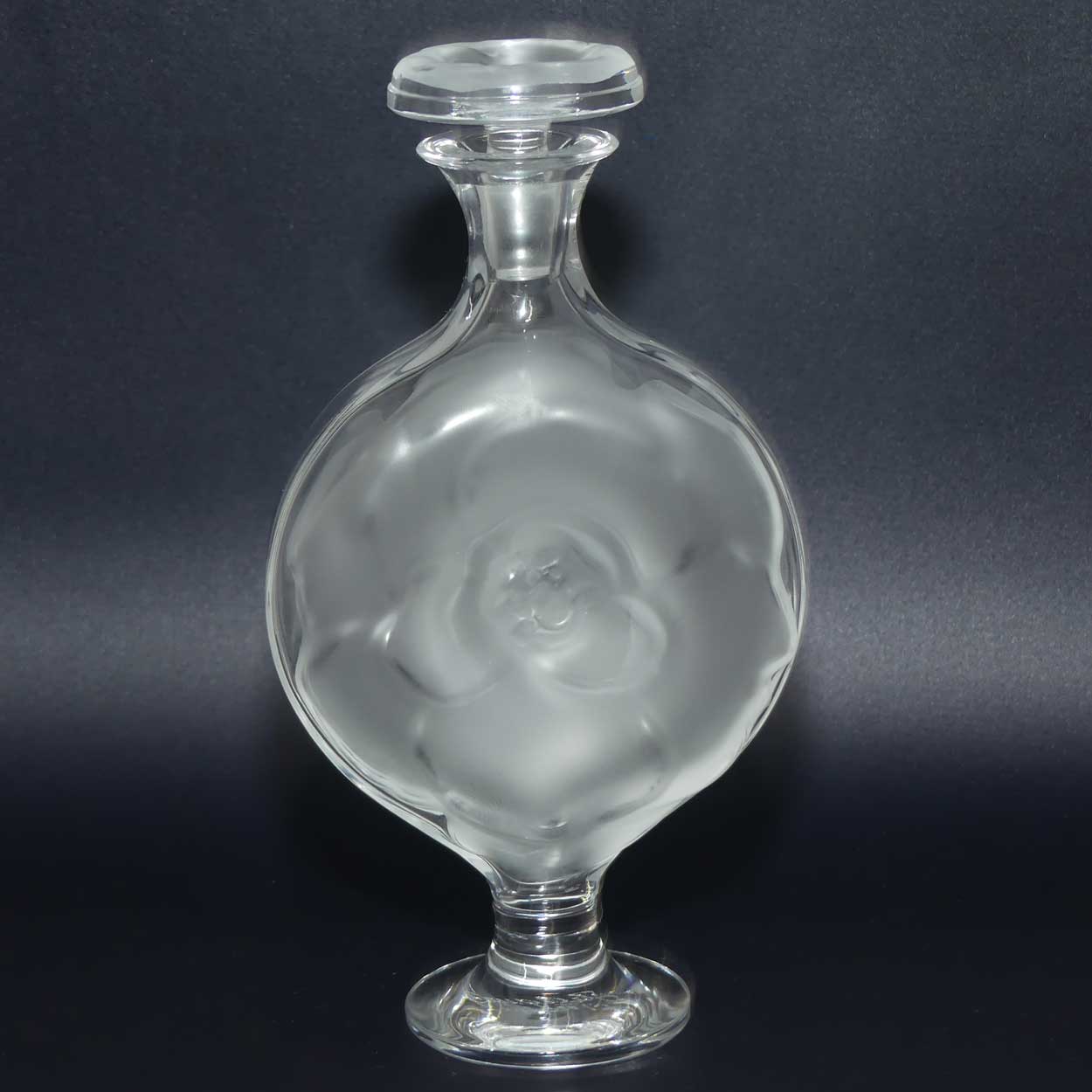 Lalique France Moulin Rouge design tall perfume bottle
