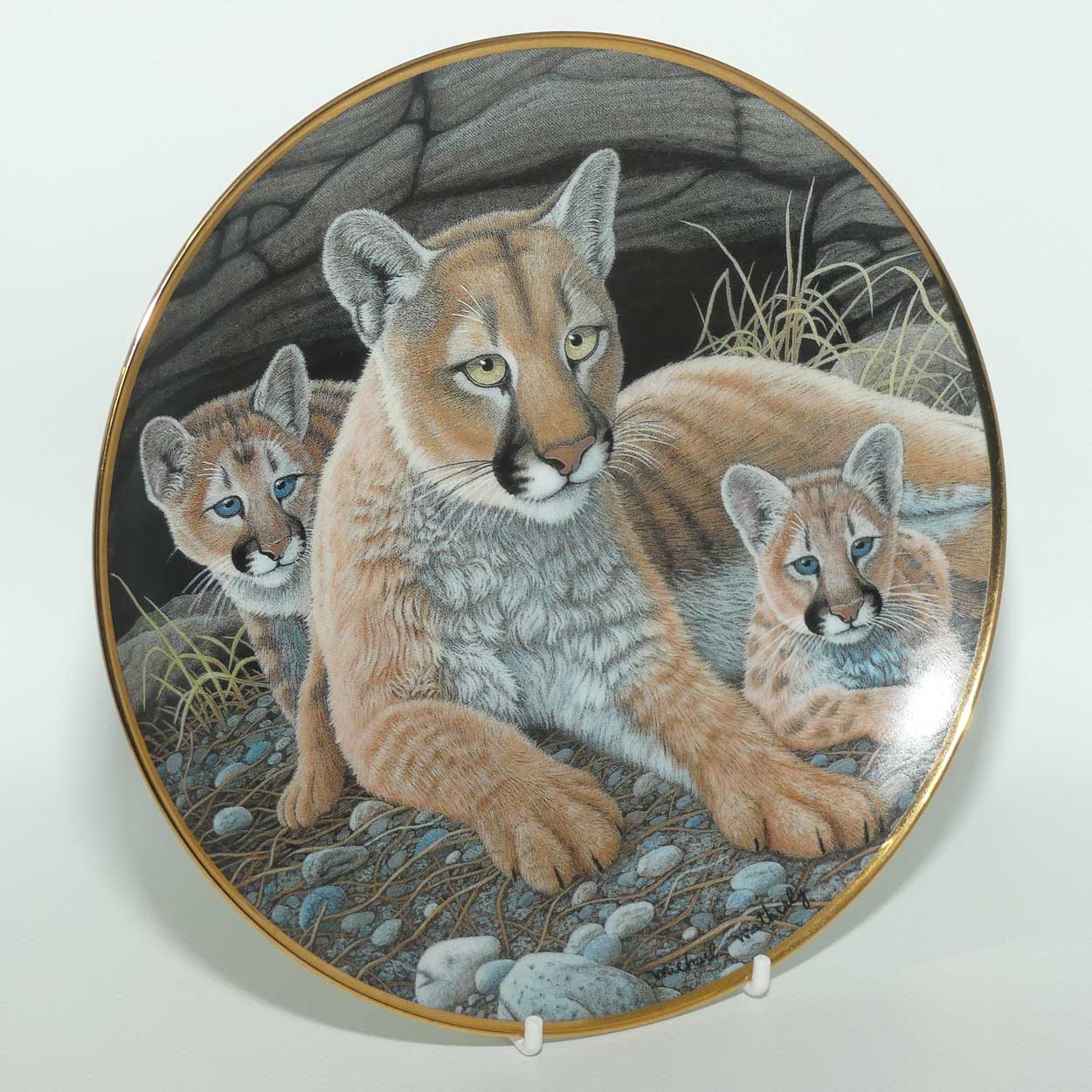 Franklin Mint | National Wildlife plate by Michael Matherly | Mountain Lions
