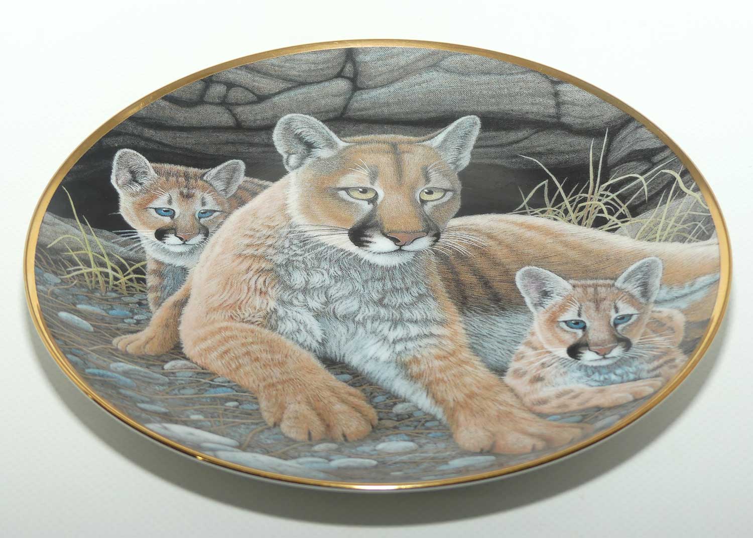 Franklin Mint | National Wildlife plate by Michael Matherly | Mountain Lions