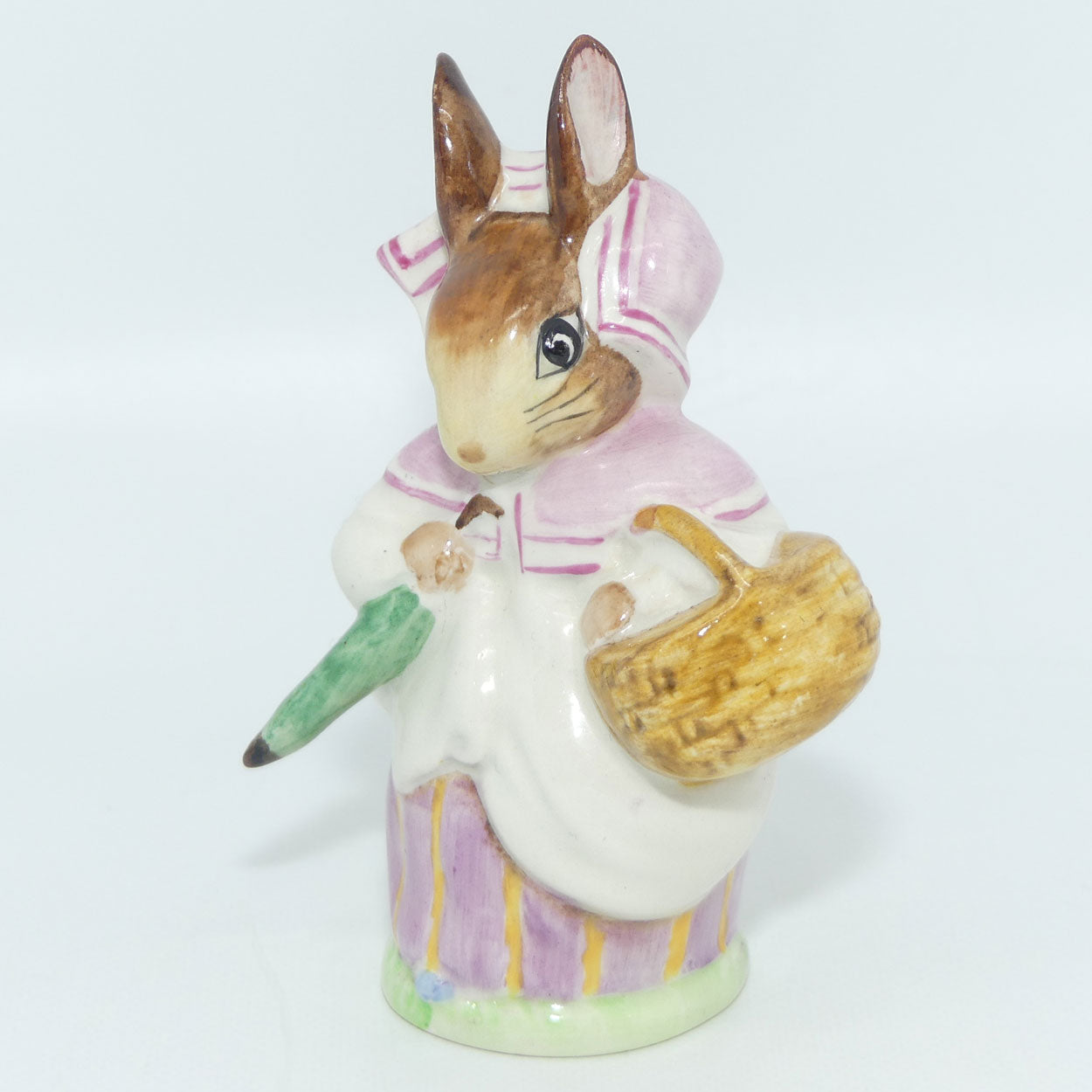 Beswick Beatrix Potter Mrs Rabbit | Umbrella Out | Lilac | GOLD OVAL BP2a #3