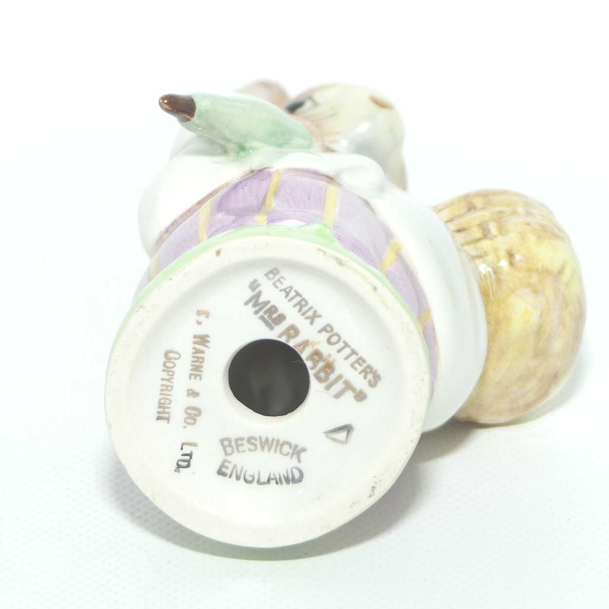 Beswick Beatrix Potter Mrs Rabbit | Umbrella Out | Lilac | GOLD OVAL BP2a | #4
