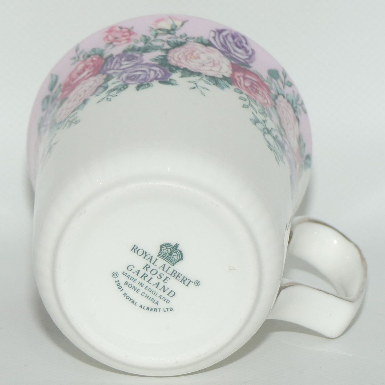 Royal Albert Bone China England Rose Garland coffee mug | later stamp