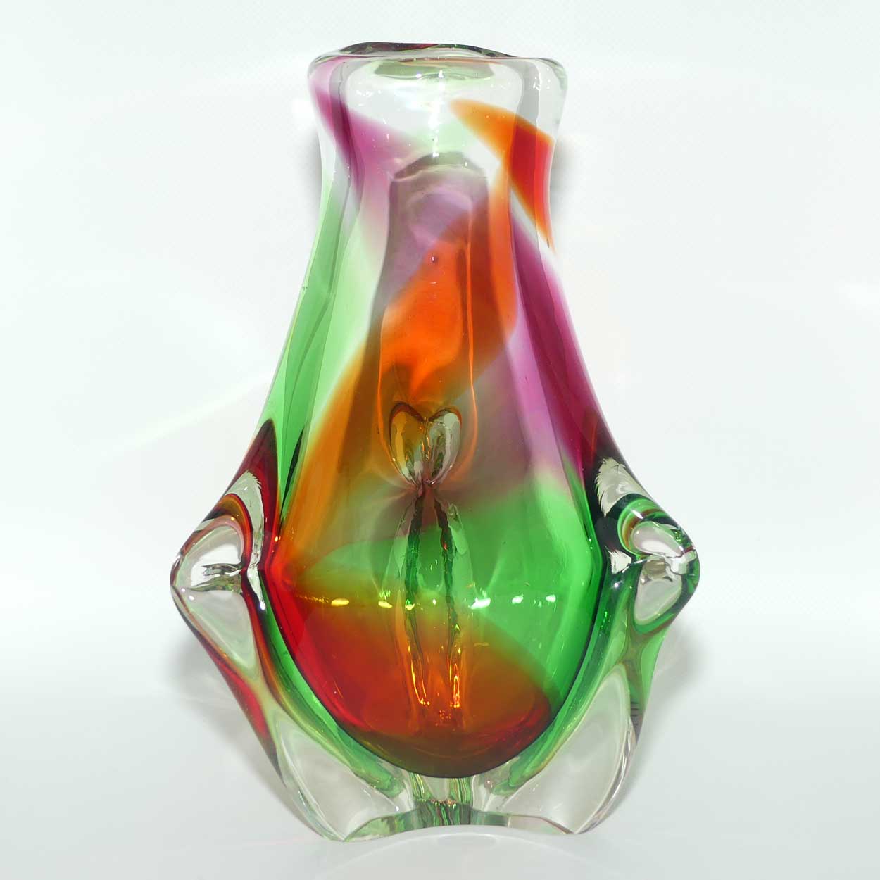Czech Art Glass Vase | Sommerso style | Multicolour design and Great Shape