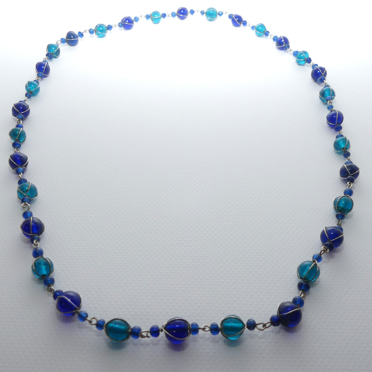 Vintage set of Royal Blue and Azure Blue Murano Glass Beads | approx 80cm total length