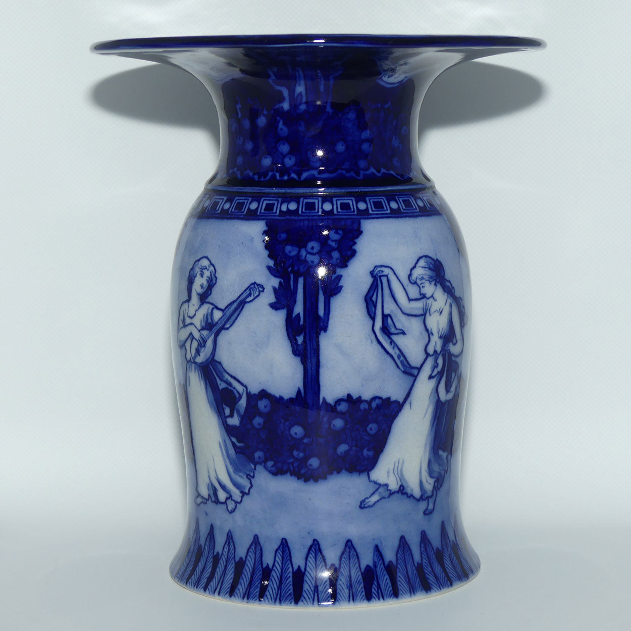 Royal Doulton Flow Blue Morrisian pot | Depicts Music and Dance B D331
