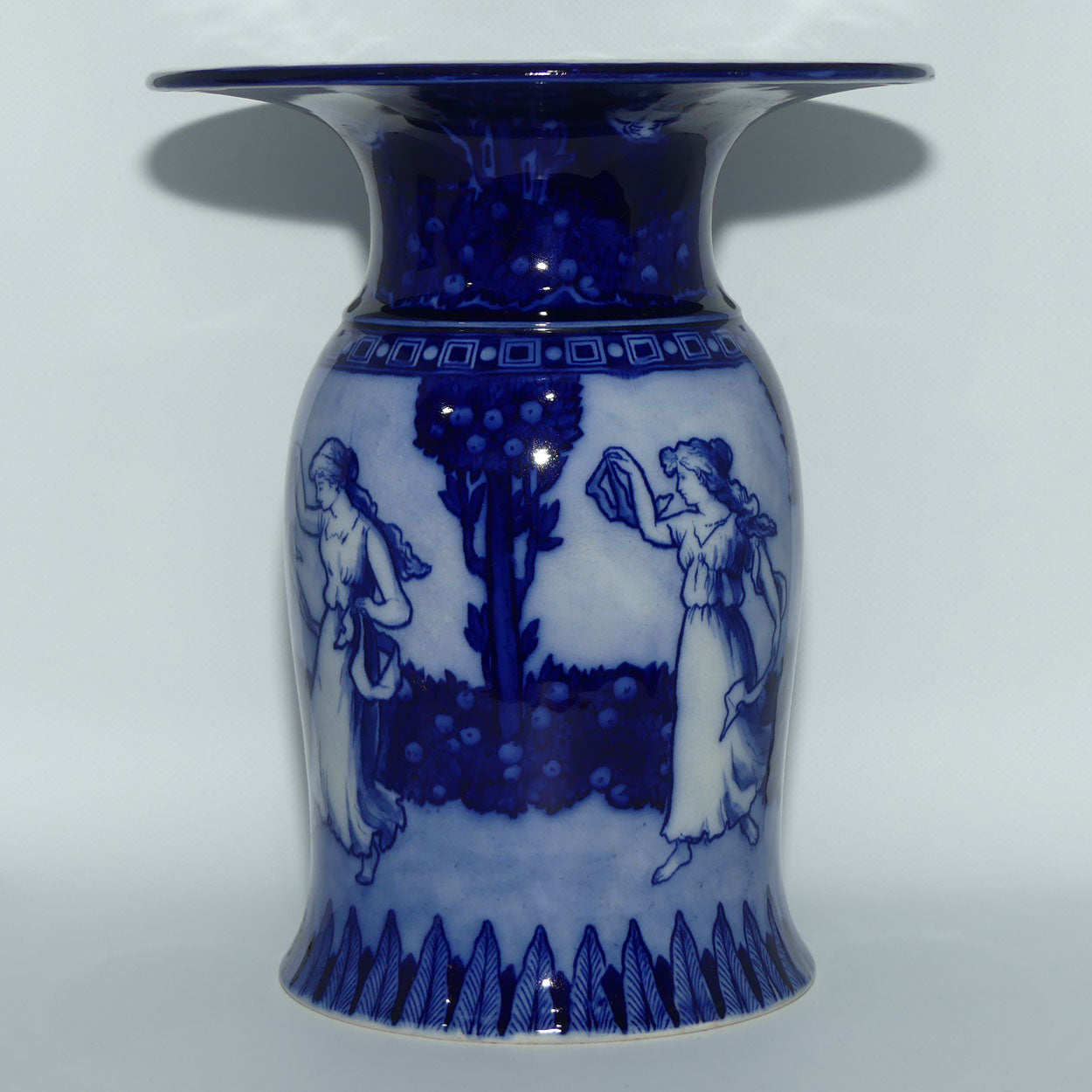 Royal Doulton Flow Blue Morrisian pot | Depicts Music and Dance B D331