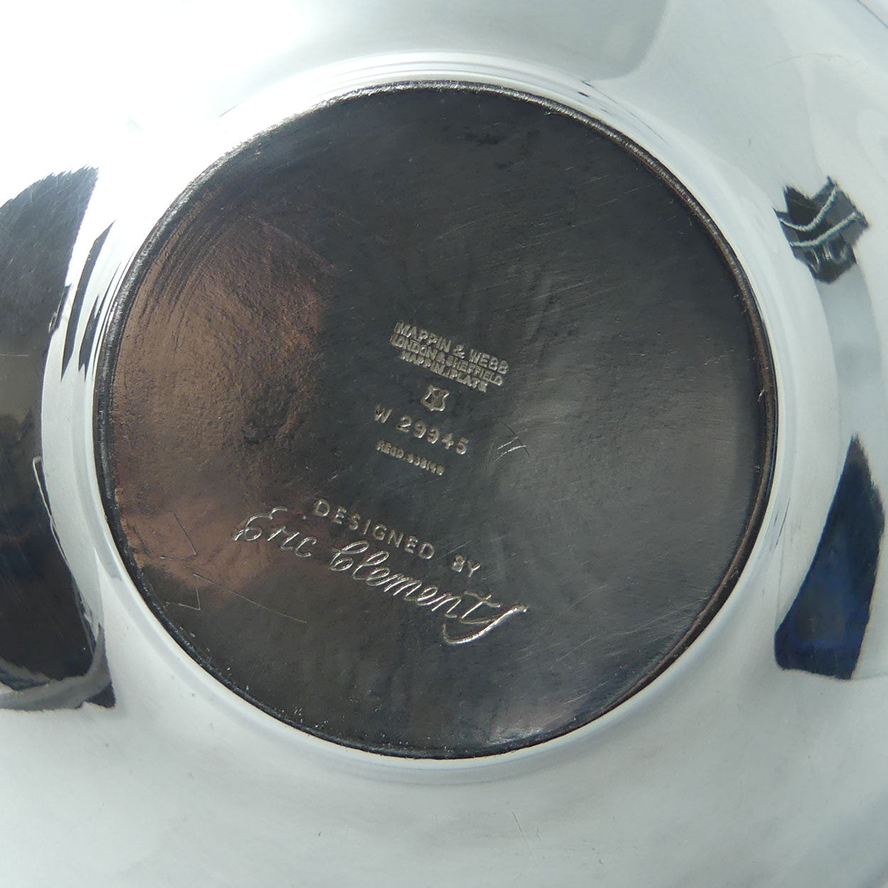 Mappin and Webb Mid Century 4 piece Silver Plated tea set by Eric Clements