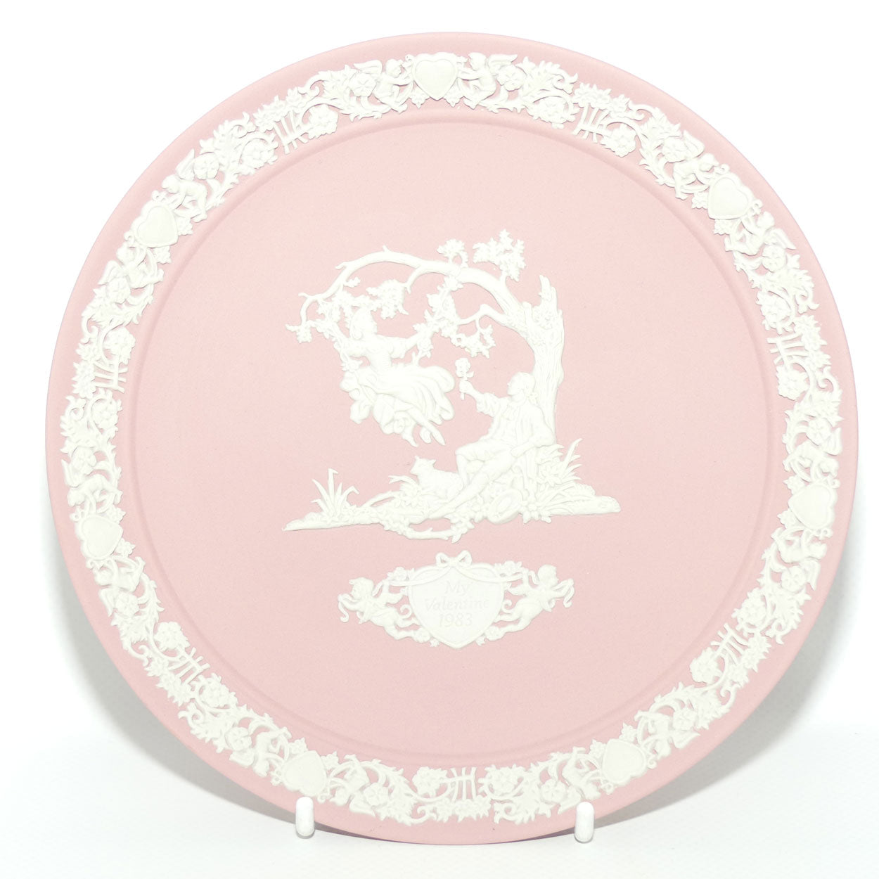 Wedgwood Jasper | White and Pink | My Valentine plate 1983 | 16.7cm