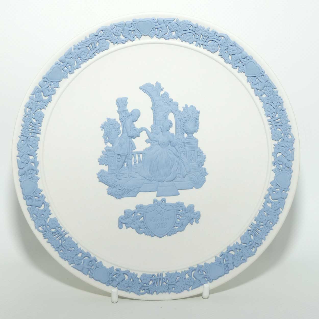 Wedgwood Jasper | Pale Blue on White | My Valentine plate 1988 | box + cert