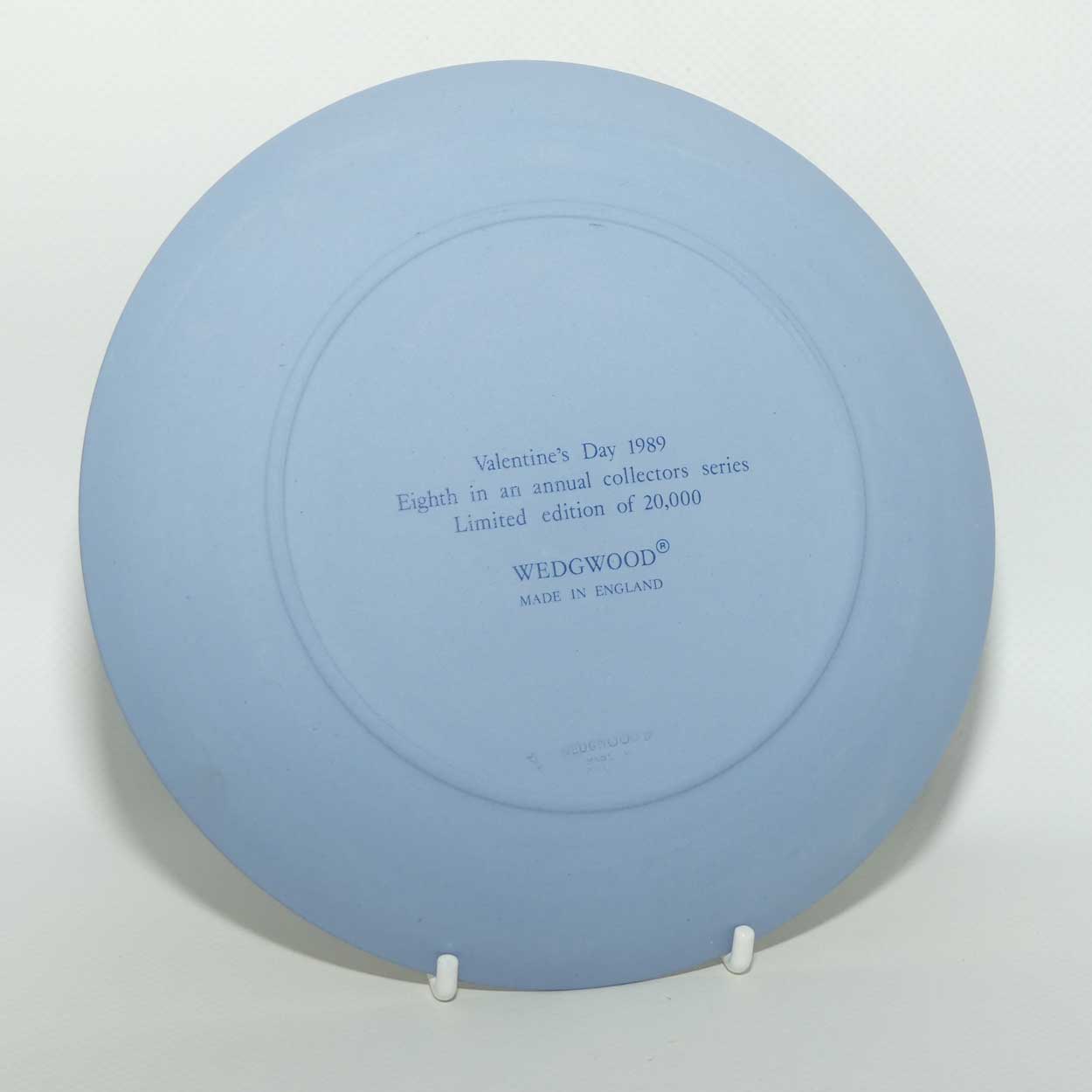 Wedgwood Jasper | White and Cane on Pale Blue | My Valentine plate 1989 | box + cert