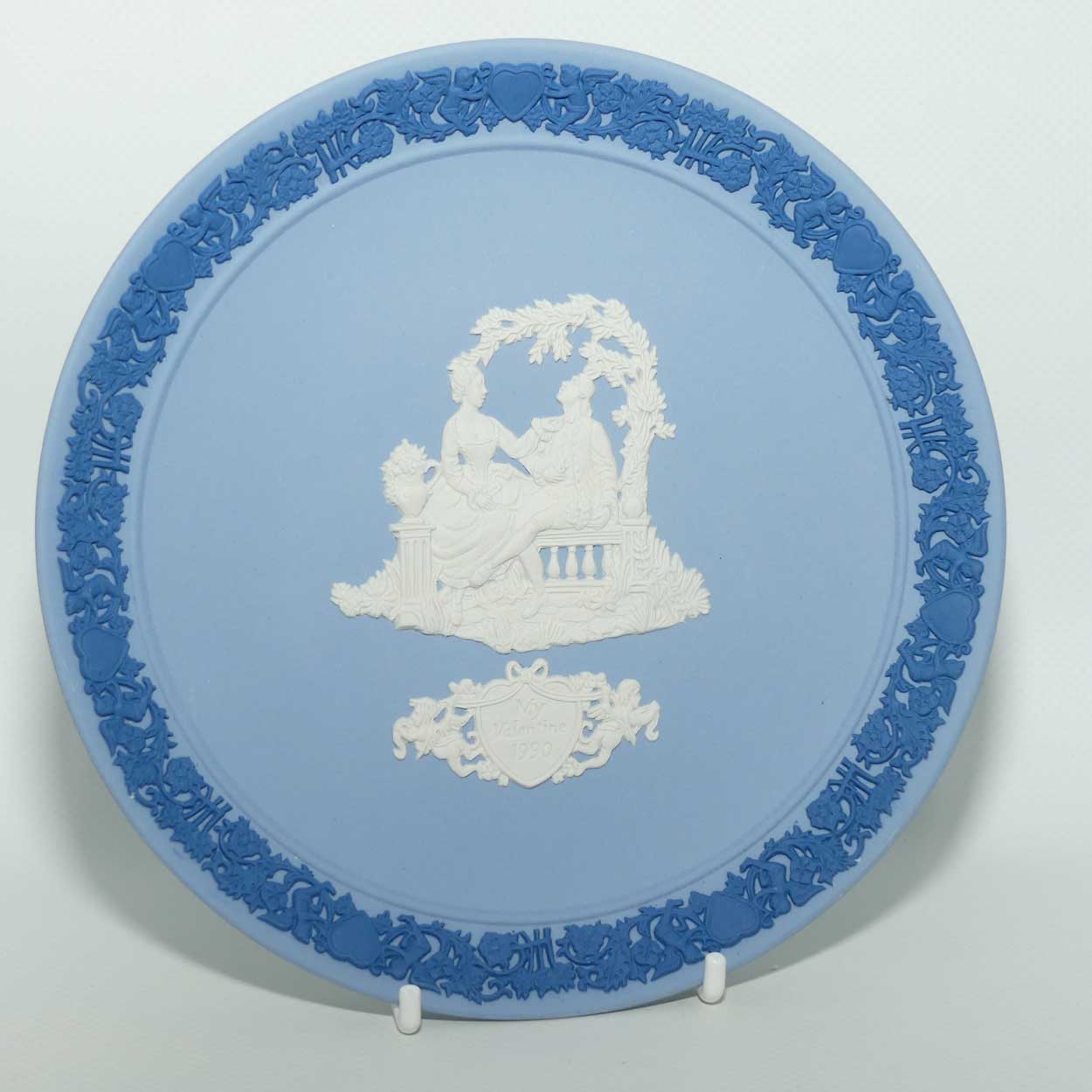 Wedgwood Jasper | White and Royal Blue on Pale Blue | My Valentine plate 1990