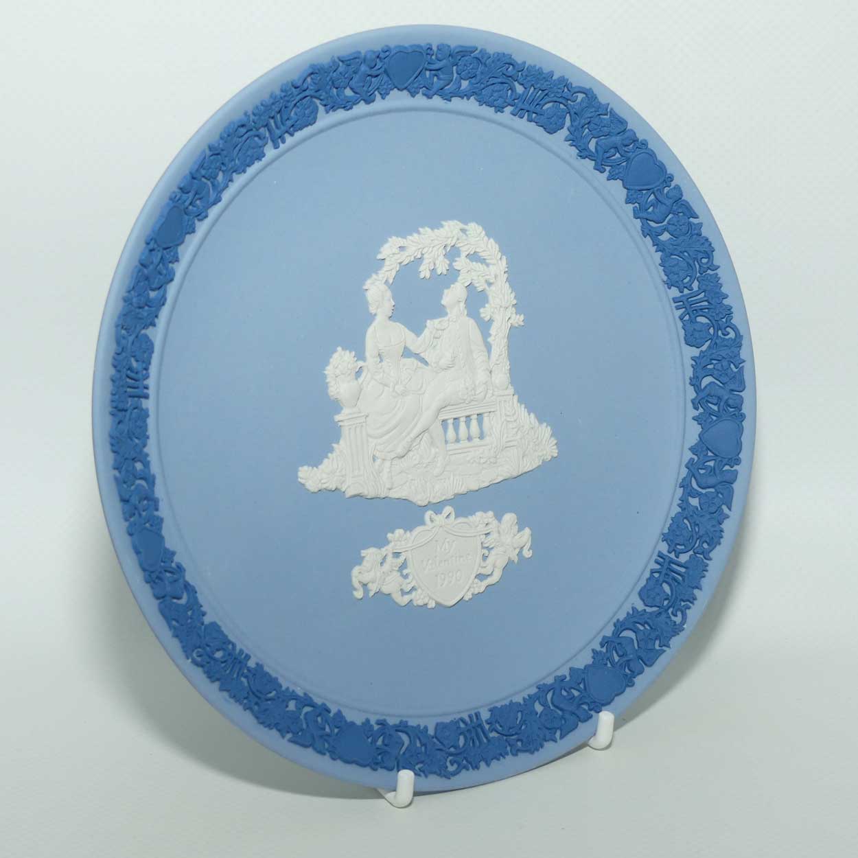 Wedgwood Jasper | White and Royal Blue on Pale Blue | My Valentine plate 1990