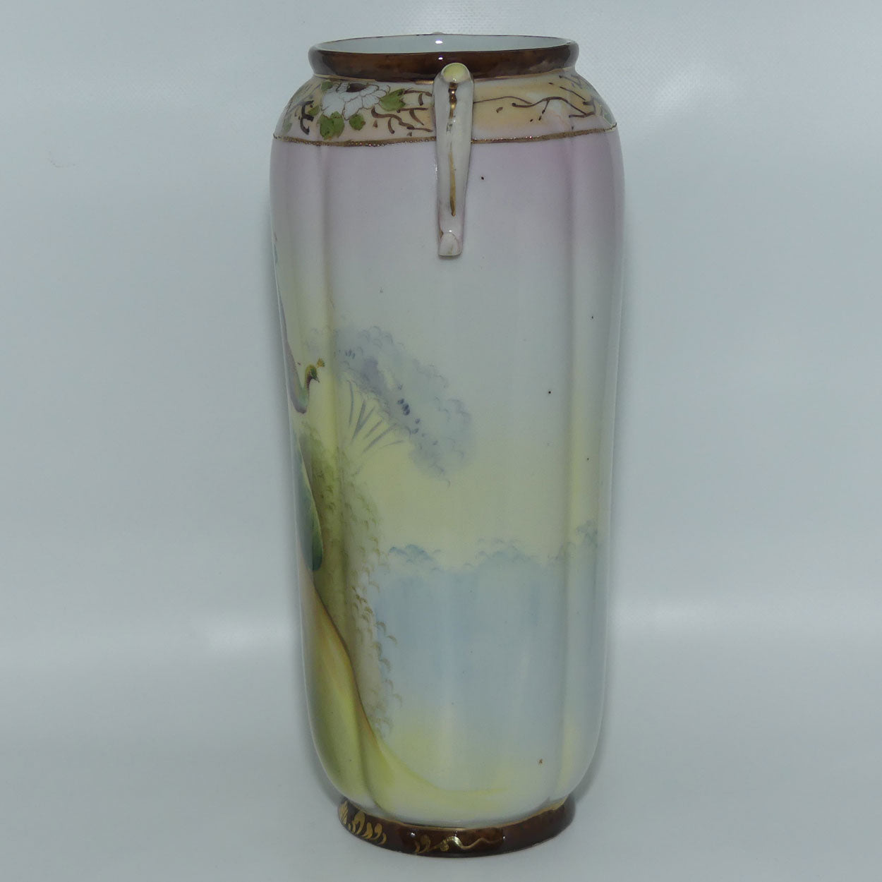 Nagoya SNB Nippon Gilt and Hand Painted tall Peacock vase | 25cm