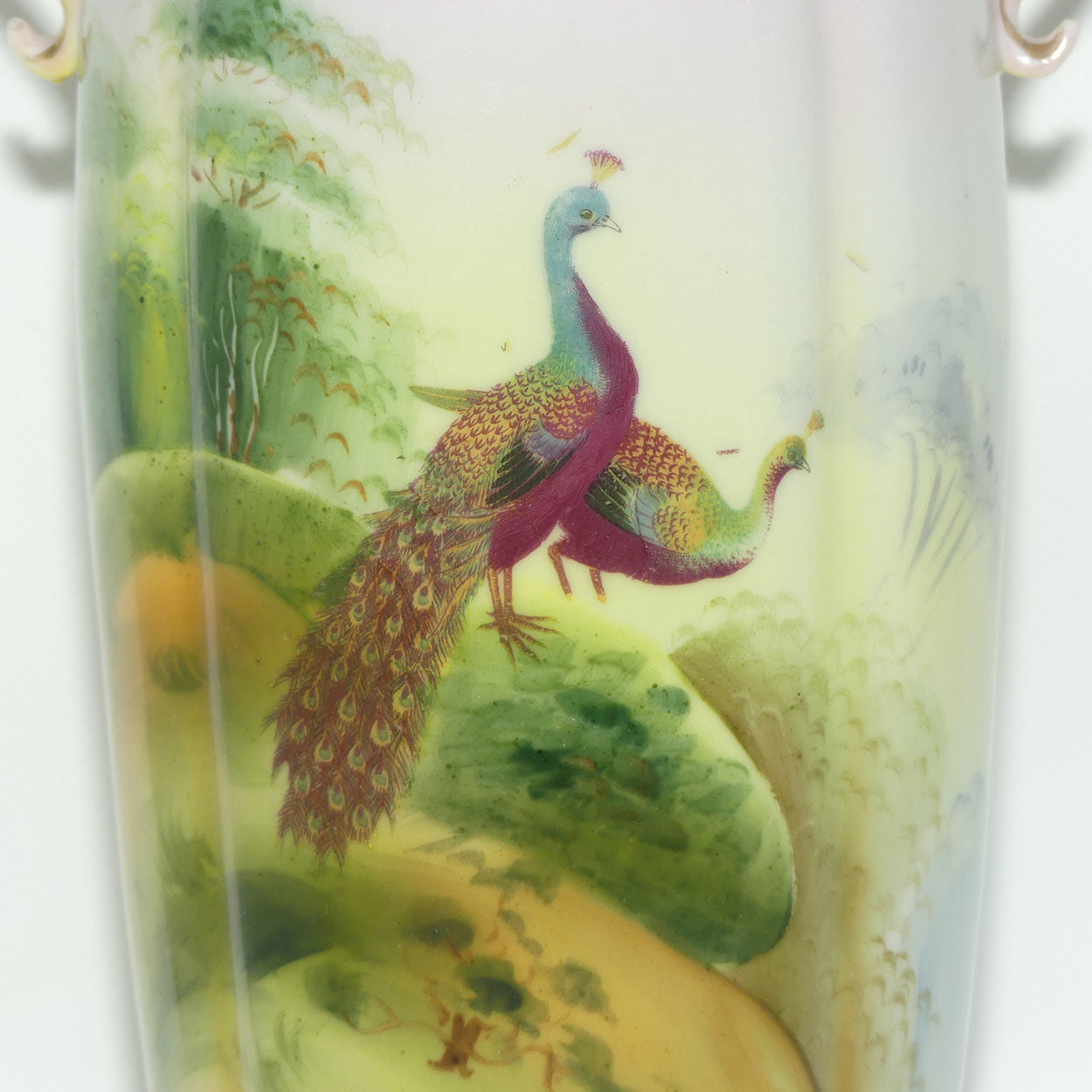 Nagoya SNB Nippon Gilt and Hand Painted tall Peacock vase | 25cm