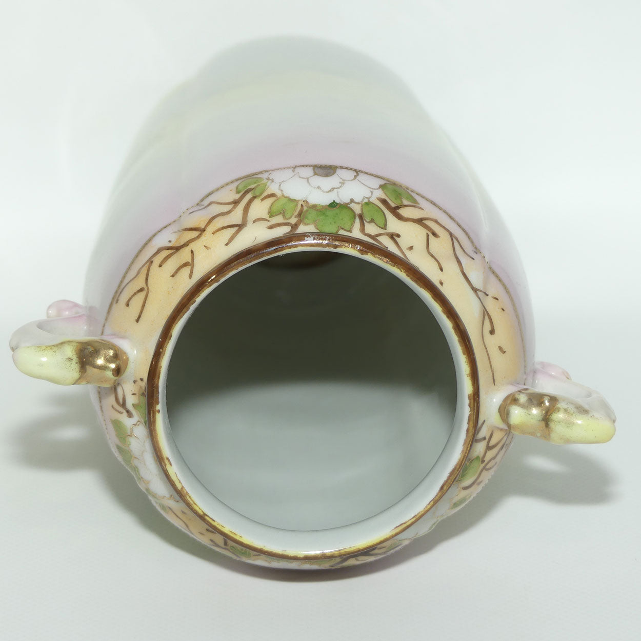Nagoya SNB Nippon Gilt and Hand Painted tall Peacock vase | 25cm