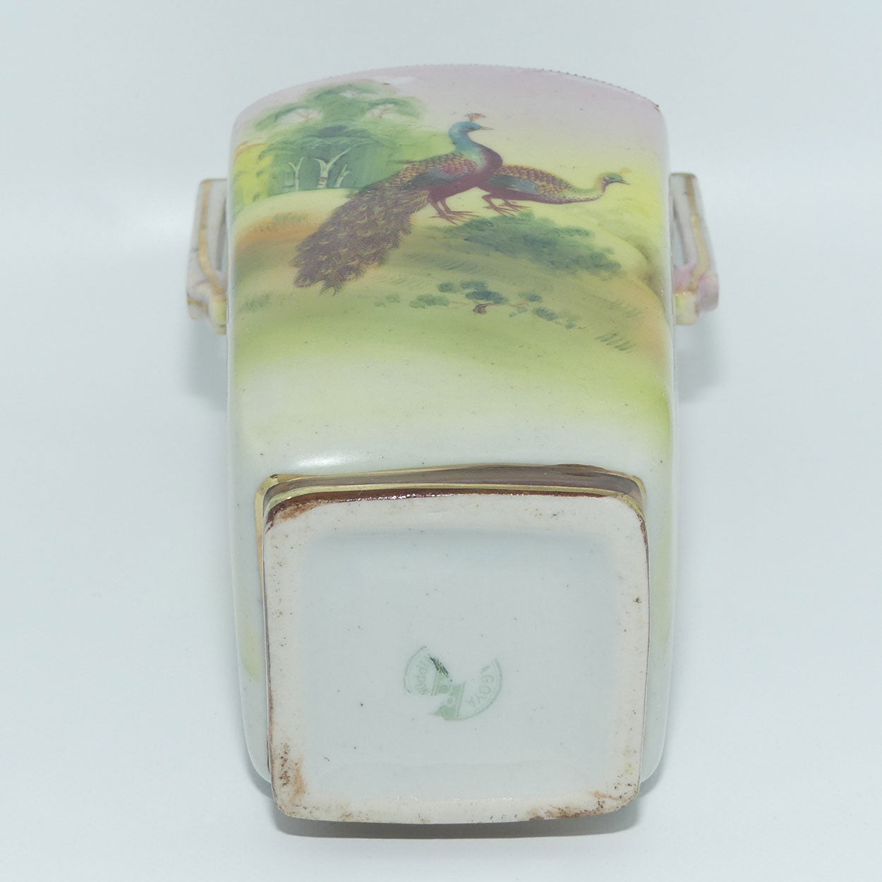 Nagoya SNB Nippon Gilt and Hand Painted Peacock vase #2 | 17cm