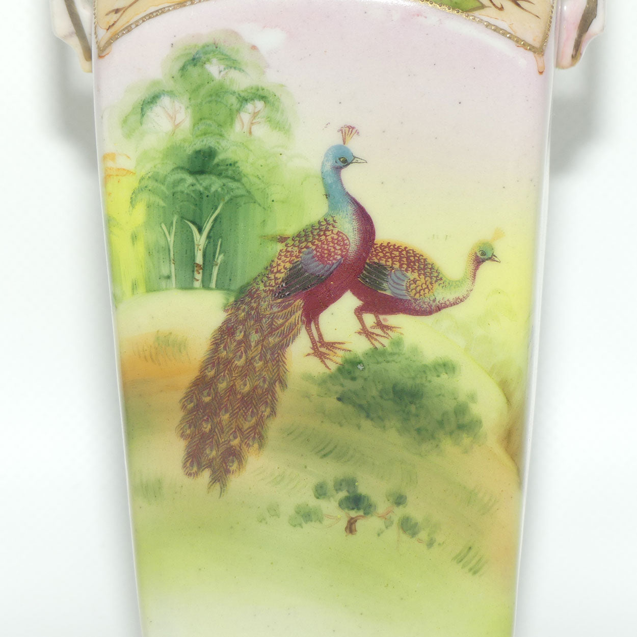 Nagoya SNB Nippon Gilt and Hand Painted Peacock vase #2 | 17cm