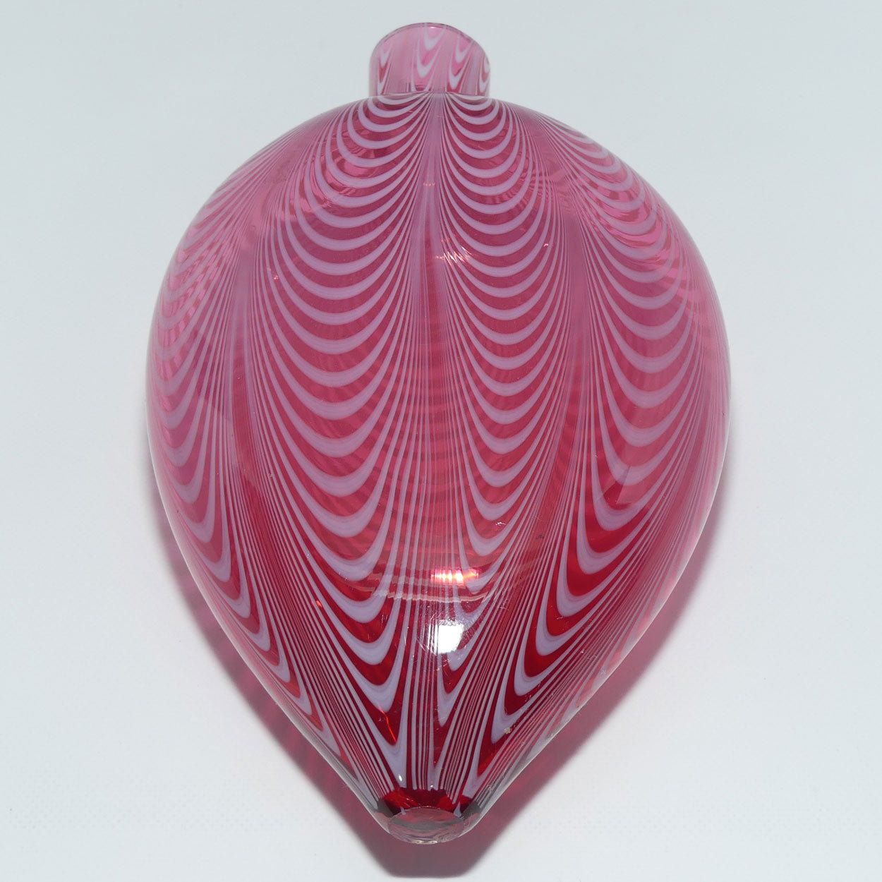 Stunning 19th Century Nailsea Cranberry Glass Flask