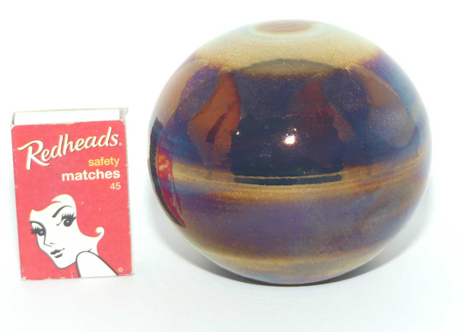Australian Pottery sphere with lustre glaze by Nancy Marshall