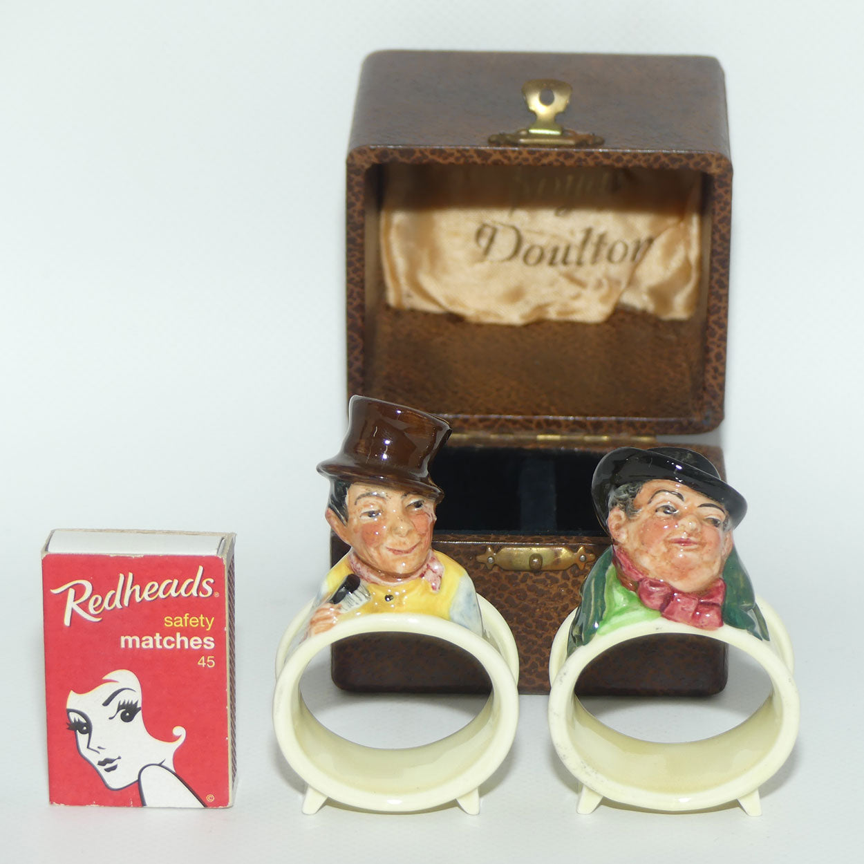 M60-61 Royal Doulton Dickens Tony Weller & Sam Weller napkin rings in original box