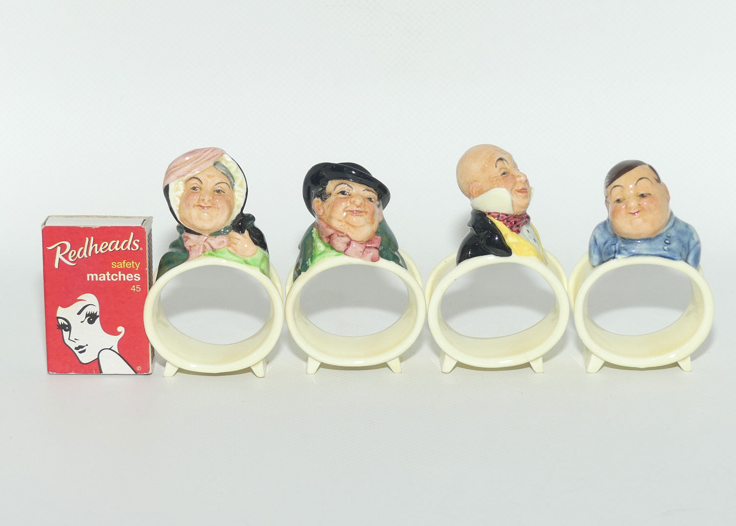Royal Doulton Dickens set of 4 figural napkin rings | Boxed