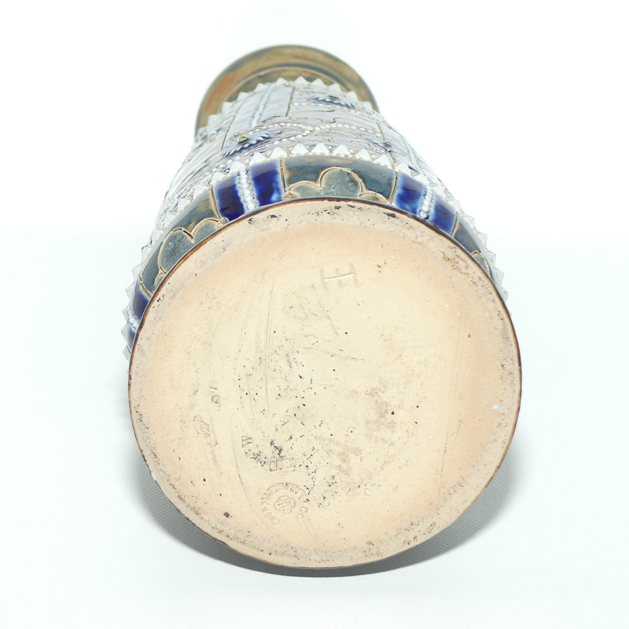 Doulton Lambeth George Tinworth stoneware narrow colourful vase