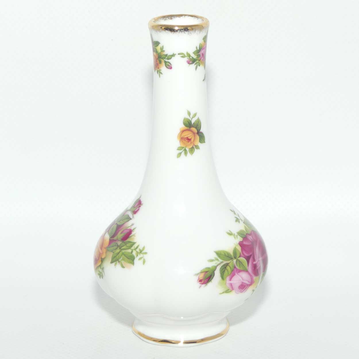 Royal Albert Bone China Old Country Roses narrow neck bud vase | © 1962 Royal Albert Ltd backstamp | #2