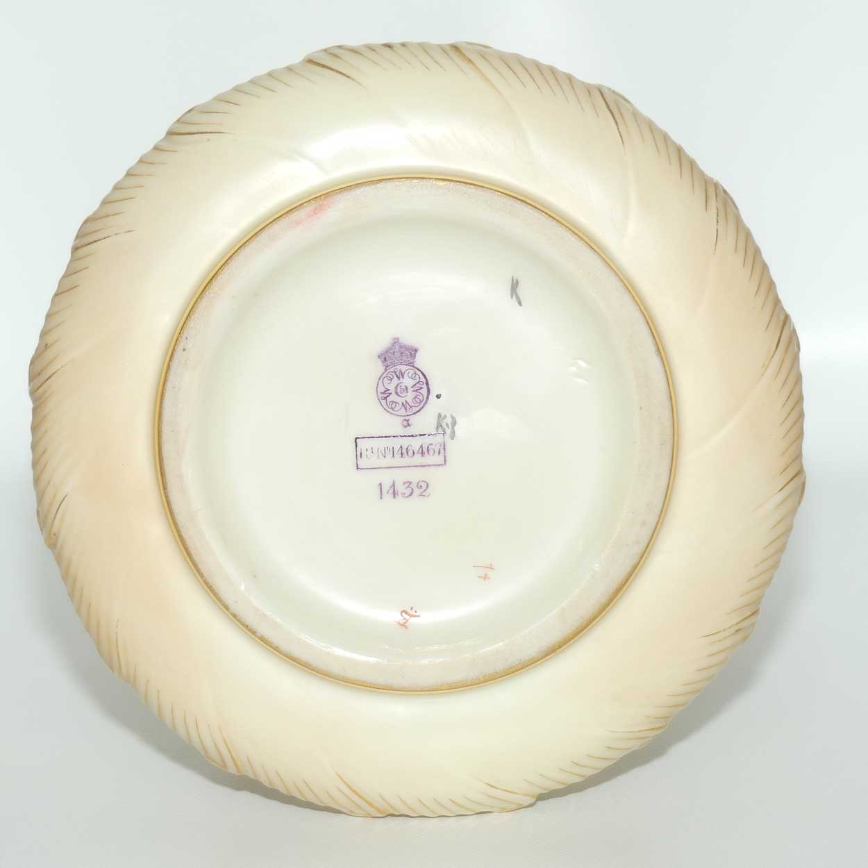 Royal Worcester Blush Ivory hand painted narrow neck vase with fern design