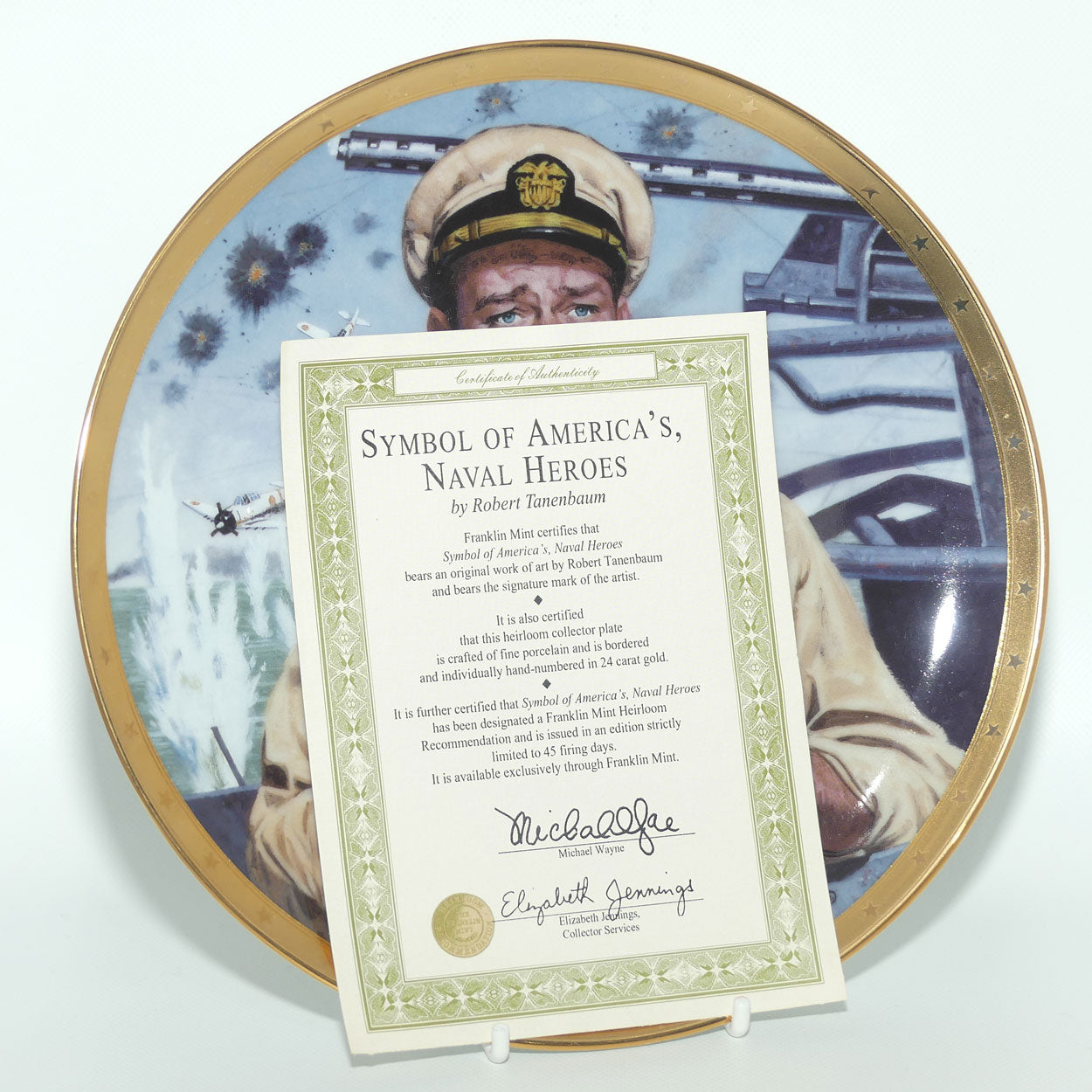 Franklin Mint Heirloom plate | John Wayne | Symbol of America's Naval Heroes + Cert