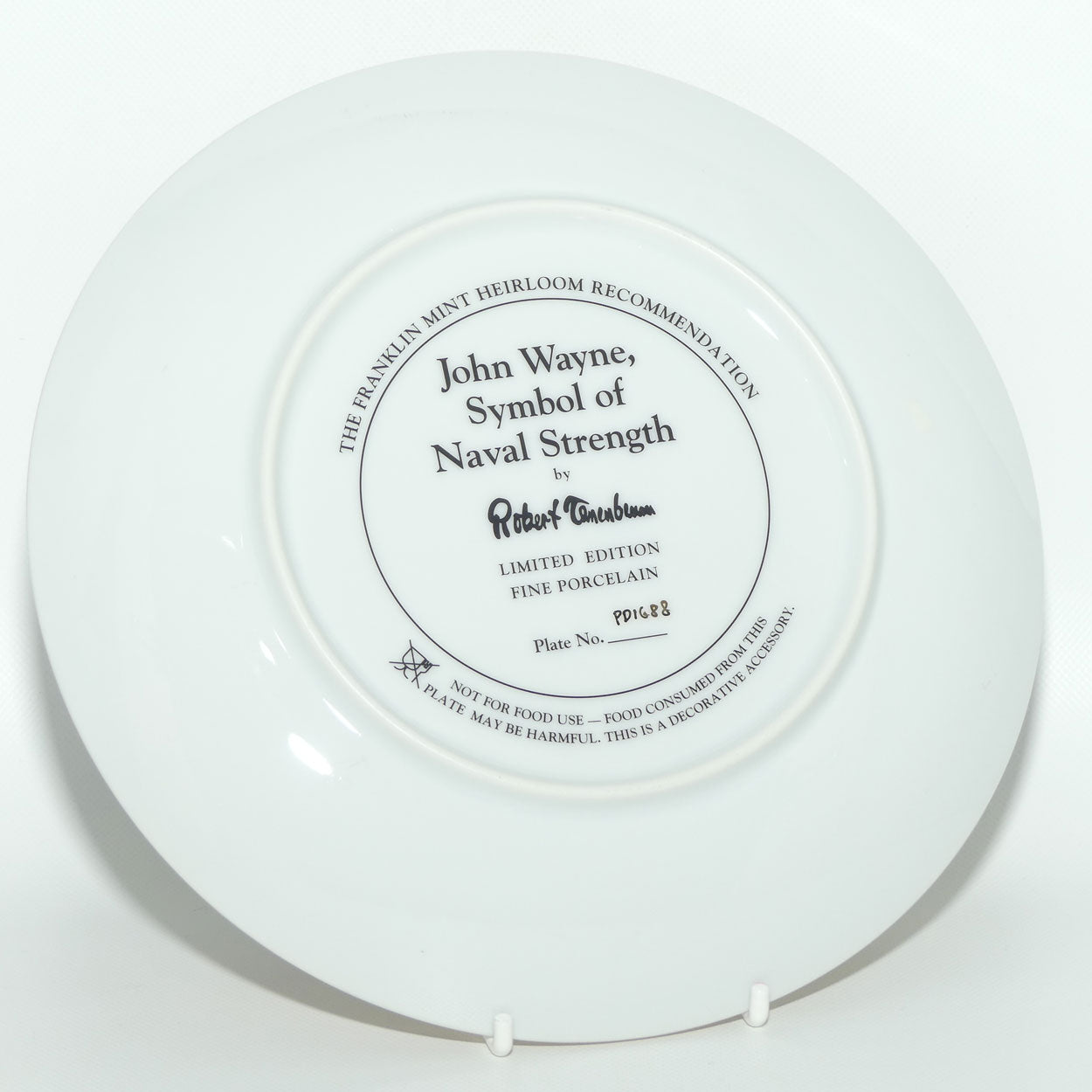 Franklin Mint Heirloom plate | John Wayne | Symbol of Naval Strength + Cert