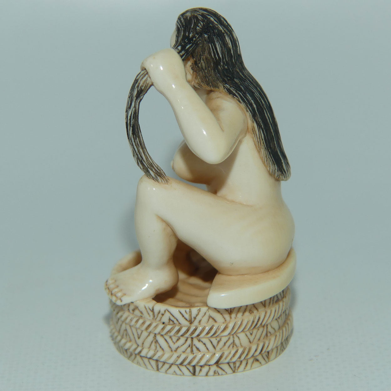 Japanese Carved Ivory Netsuke | Obscene | Geisha Washing Hair | Bathing