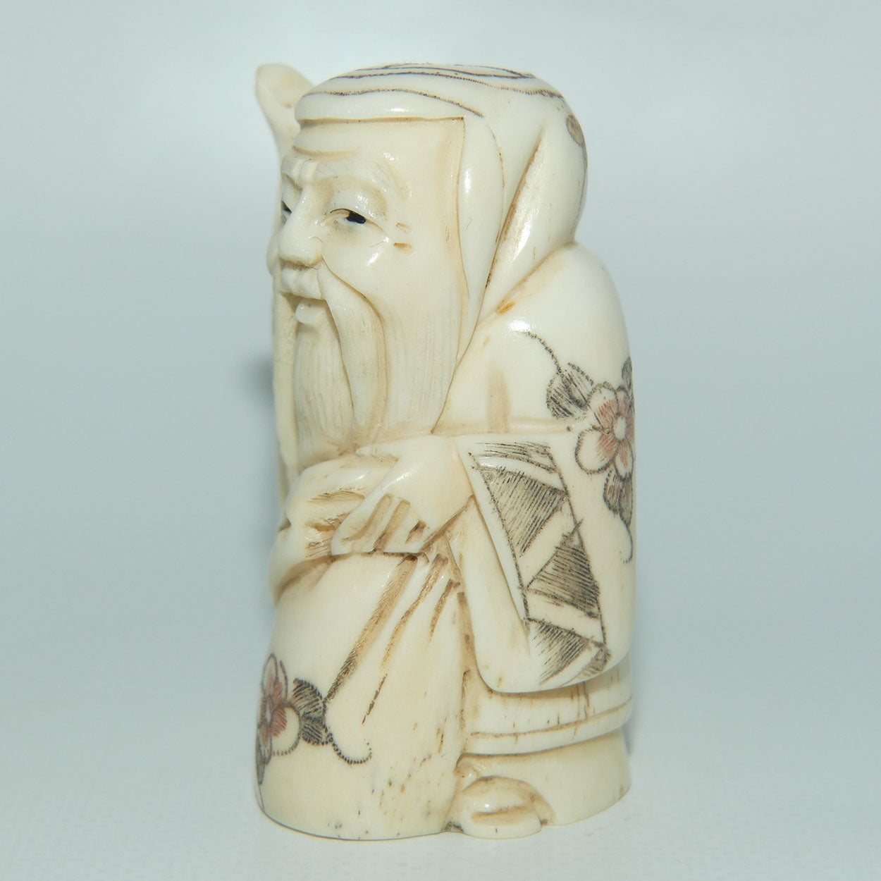 Japanese Carved Bone Netsuke | Jurojin