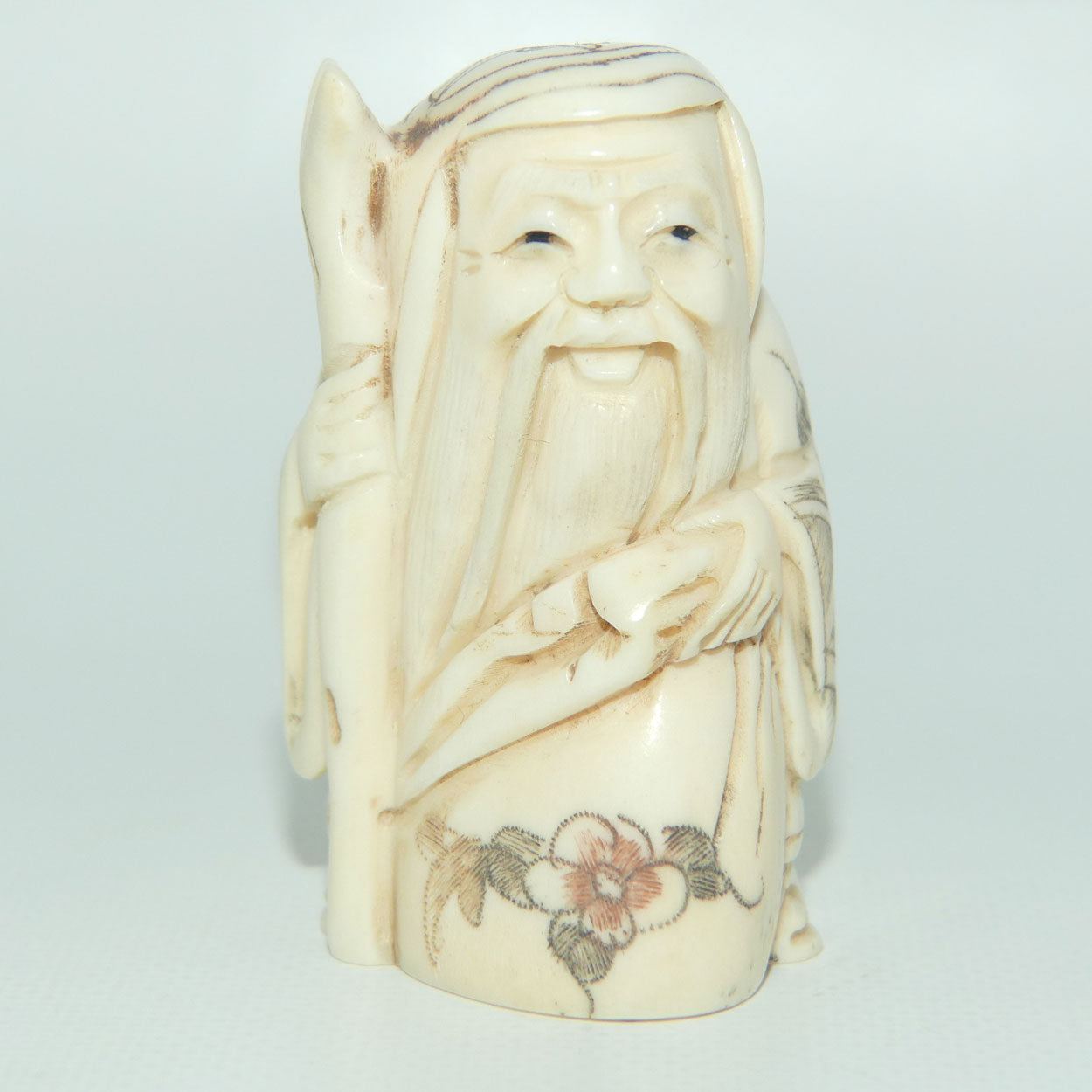 Japanese Carved Bone Netsuke | Jurojin