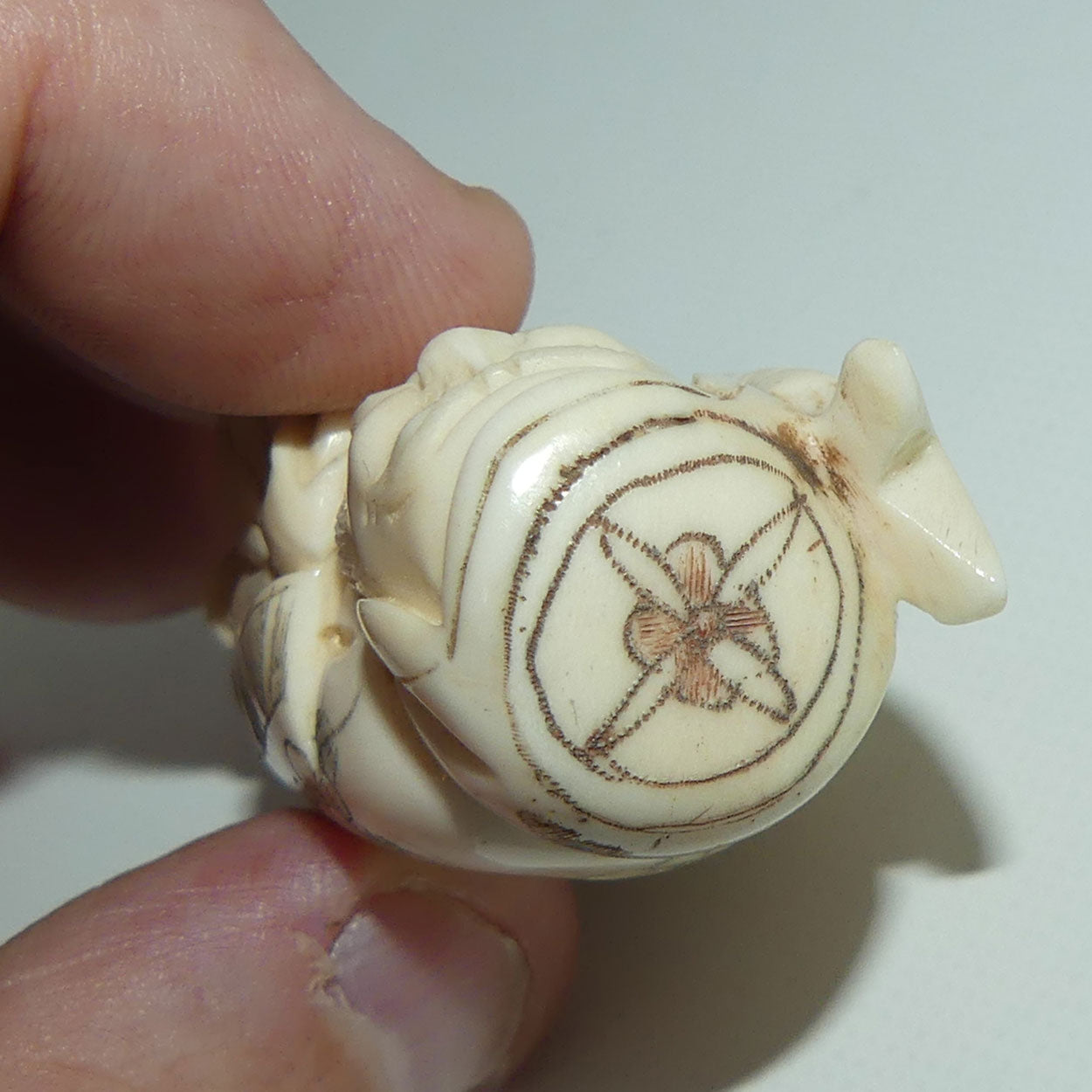 Japanese Carved Bone Netsuke | Jurojin