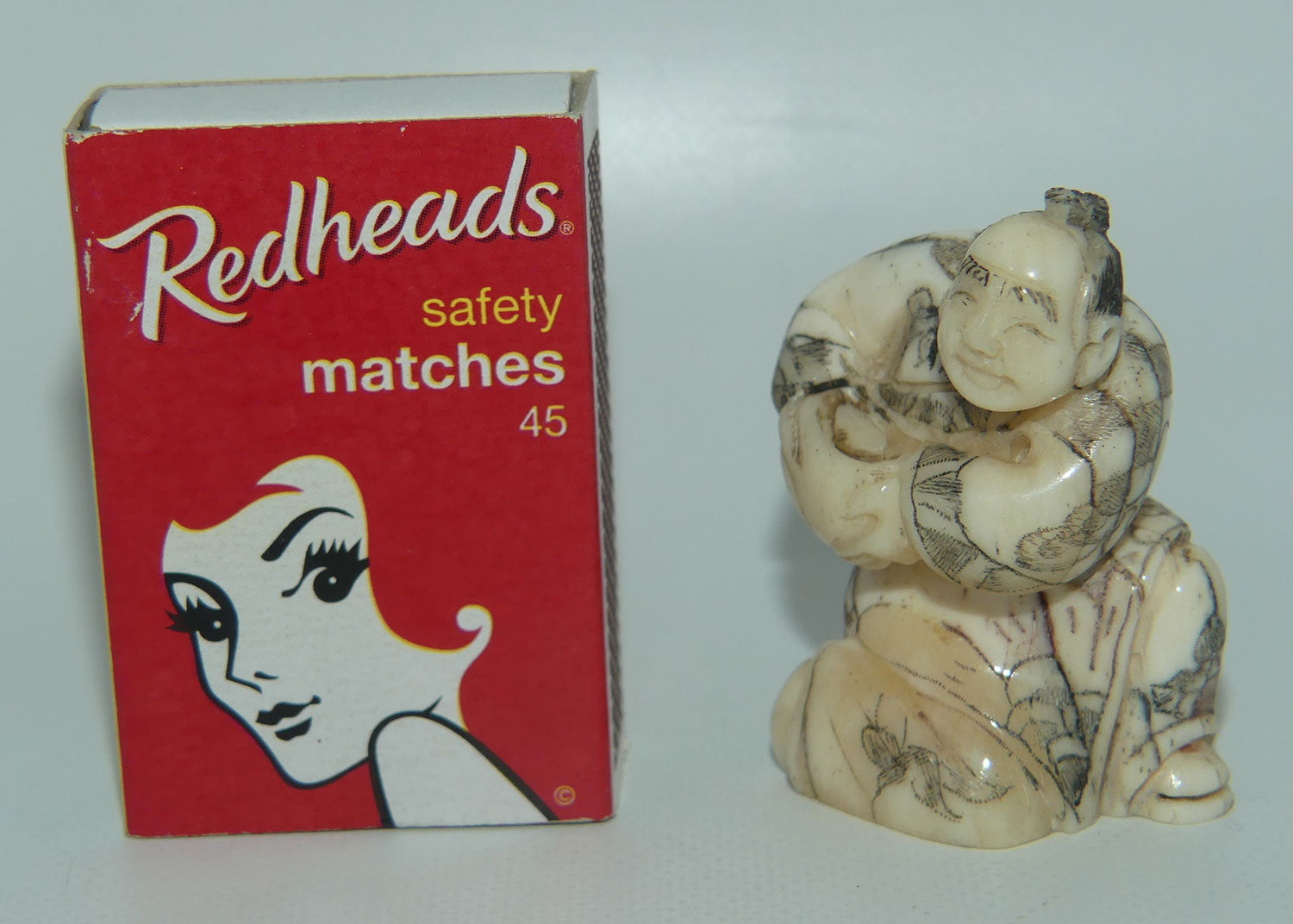 Japanese Carved Bone Netsuke | Old Medicine Man holding Bowl