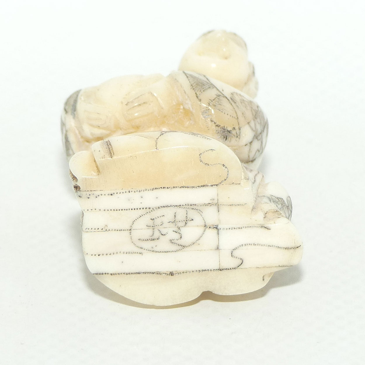 Japanese Carved Bone Netsuke | Old Medicine Man holding Bowl