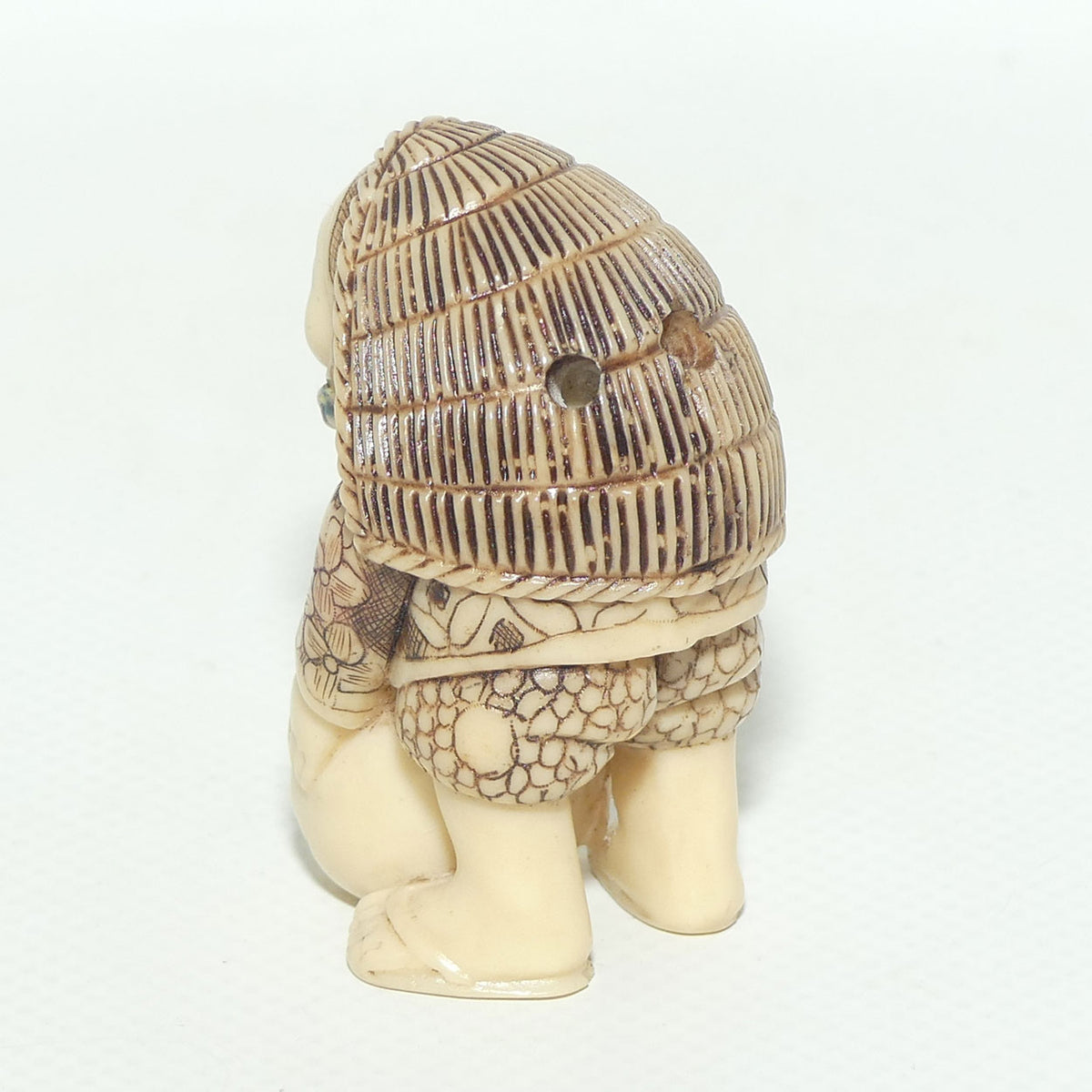 Vintage Japanese Carved Resin Netsuke | Woman with Mask