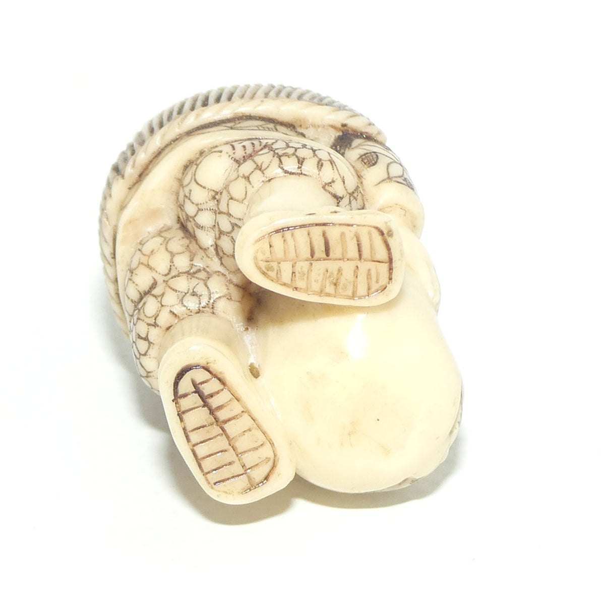 Vintage Japanese Carved Resin Netsuke | Woman with Mask