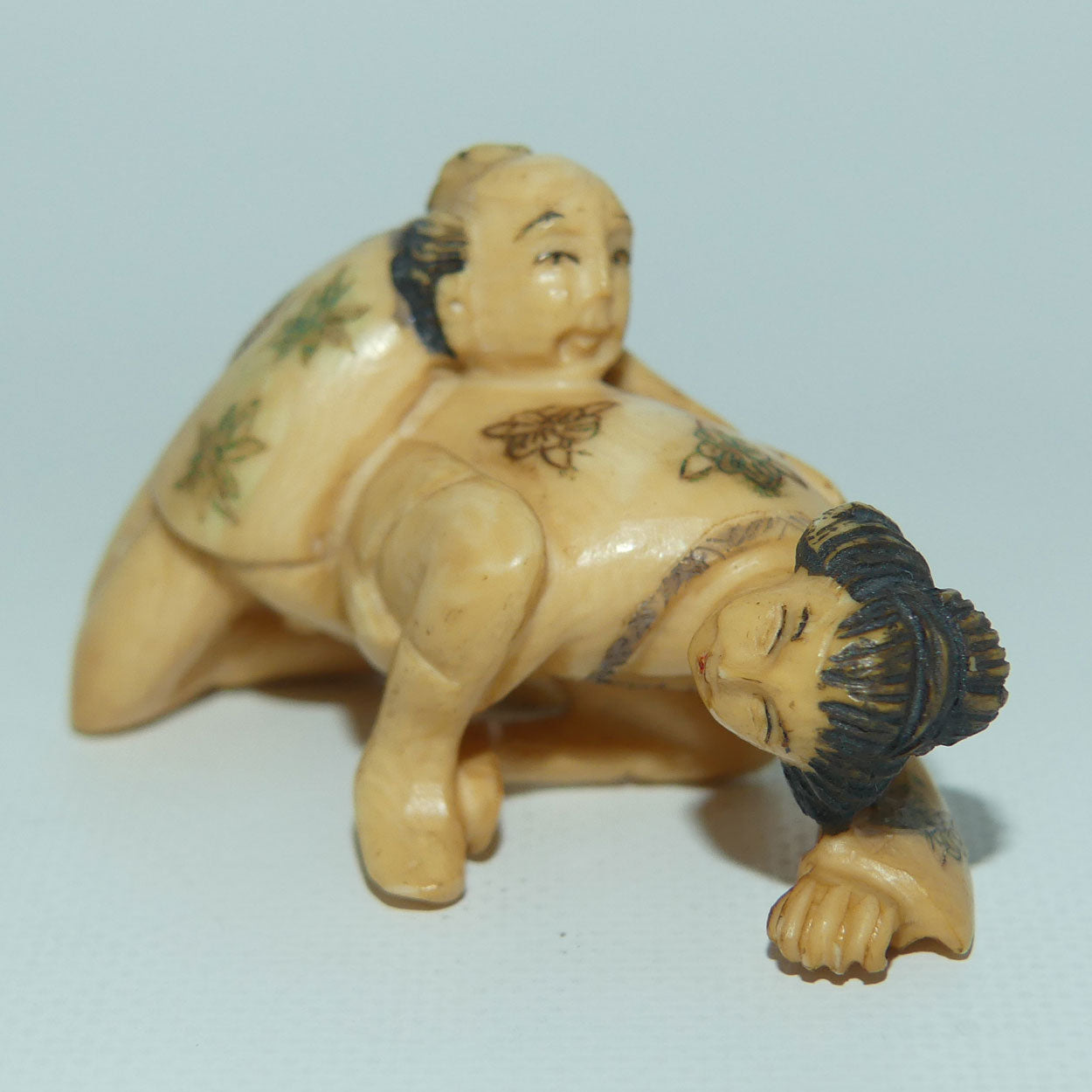Japanese Carved Ivory Netsuke | Shunga | Erotic | Man and Woman | signed