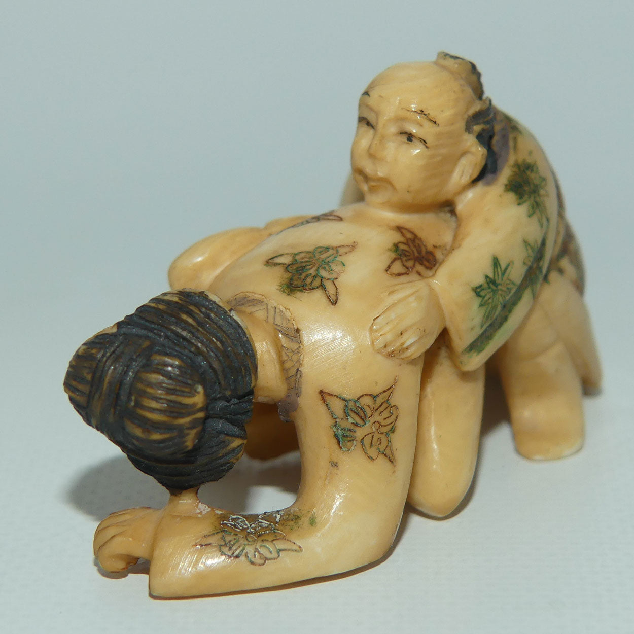 Japanese Carved Ivory Netsuke | Shunga | Erotic | Man and Woman | signed