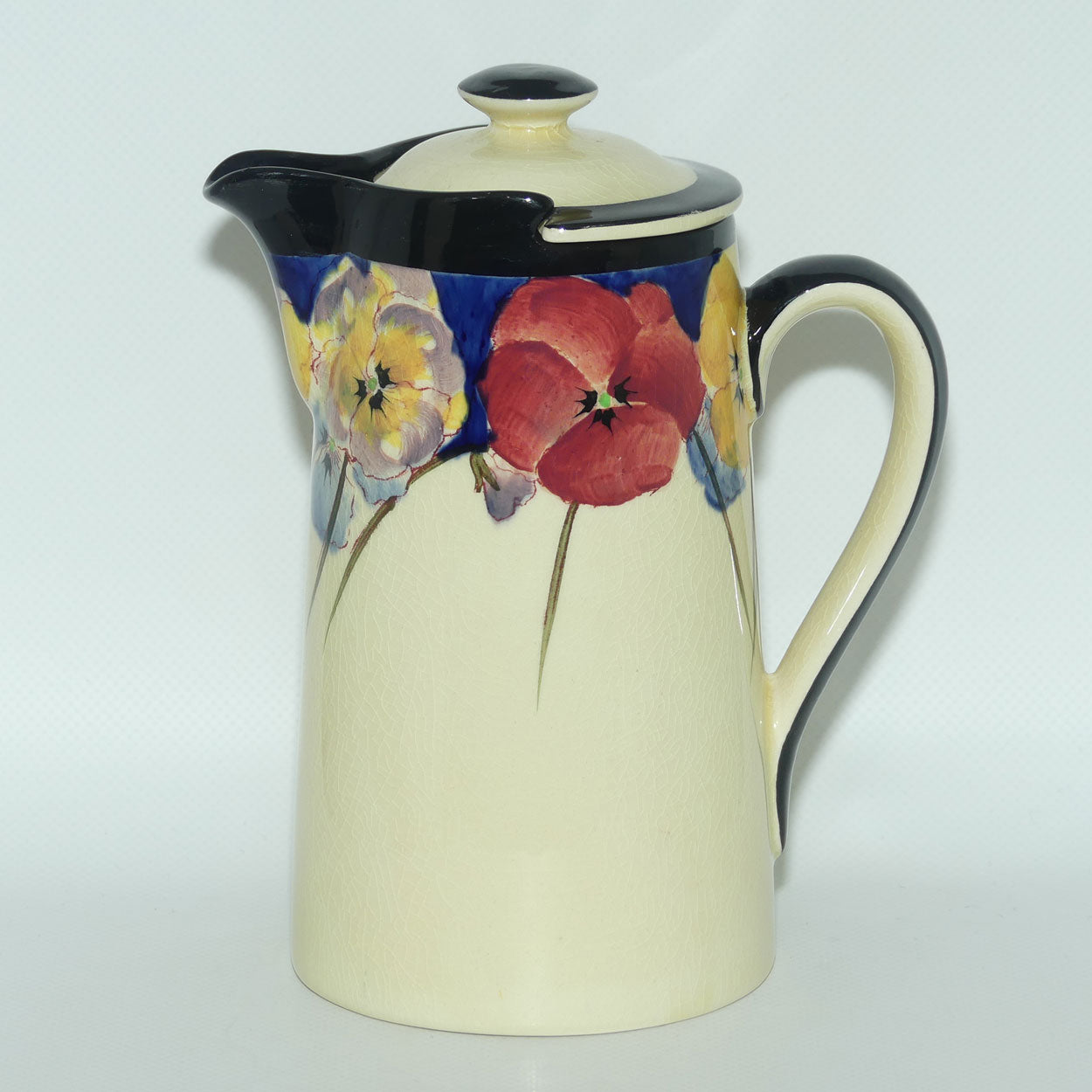 Royal Doulton Pansy with Black Border D4049 | New Barton shape hot water pot