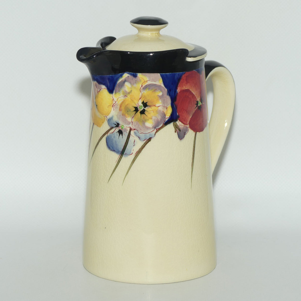 Royal Doulton Pansy with Black Border D4049 | New Barton shape hot water pot