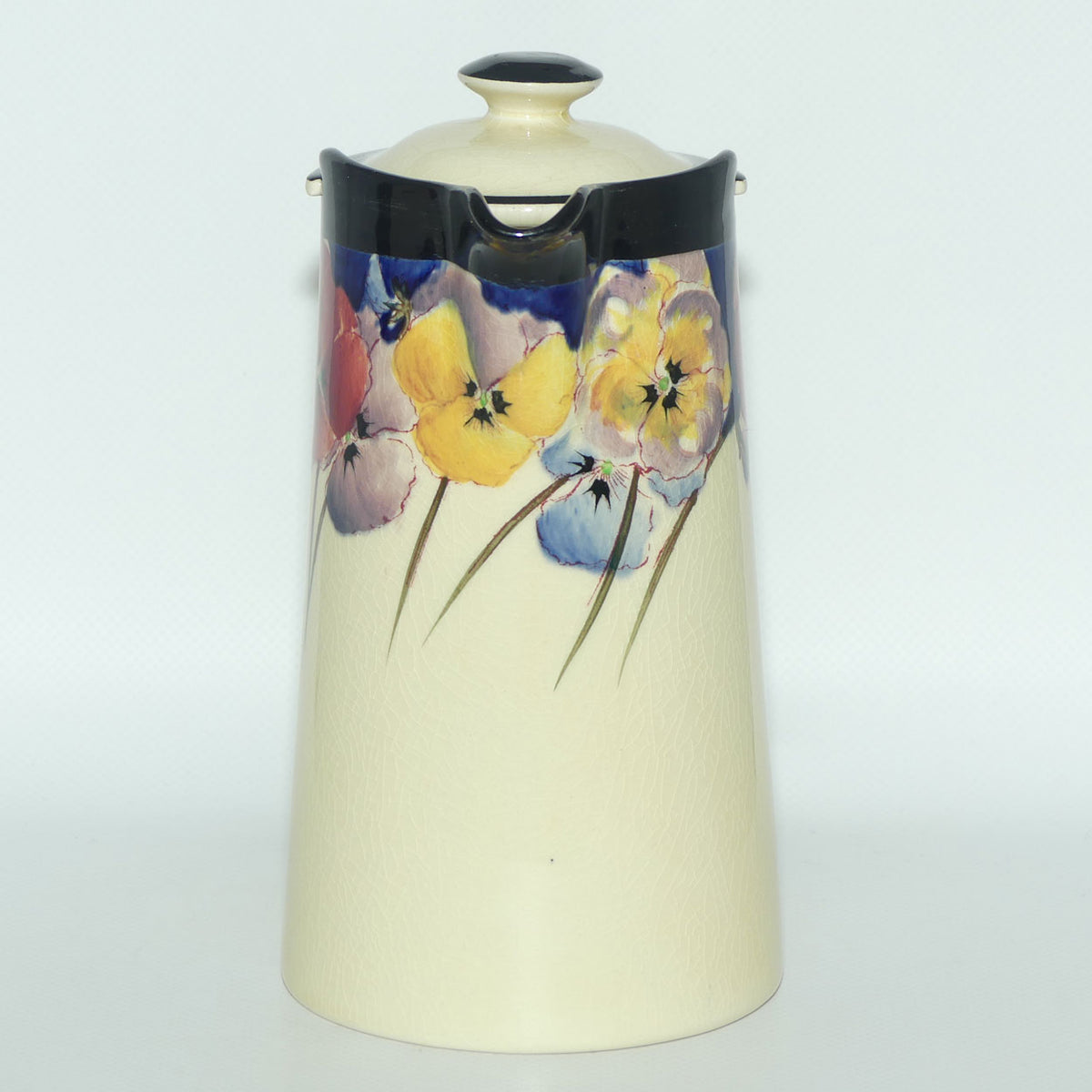 Royal Doulton Pansy with Black Border D4049 | New Barton shape hot water pot