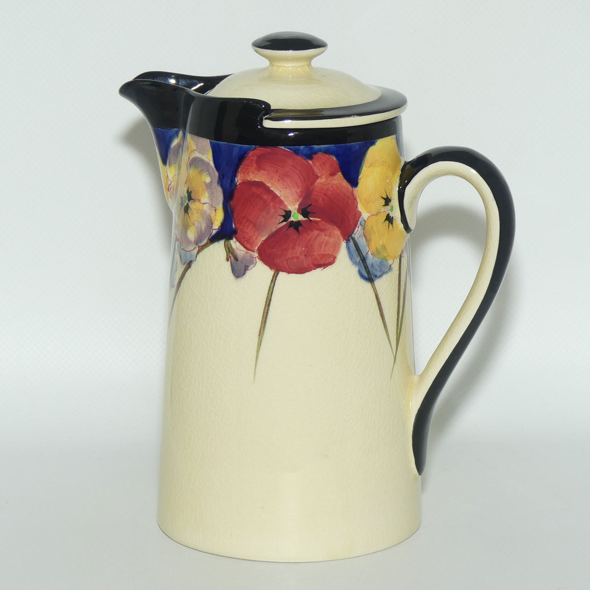 Royal Doulton Pansy with Black Border D4049 | New Barton shape hot water pot