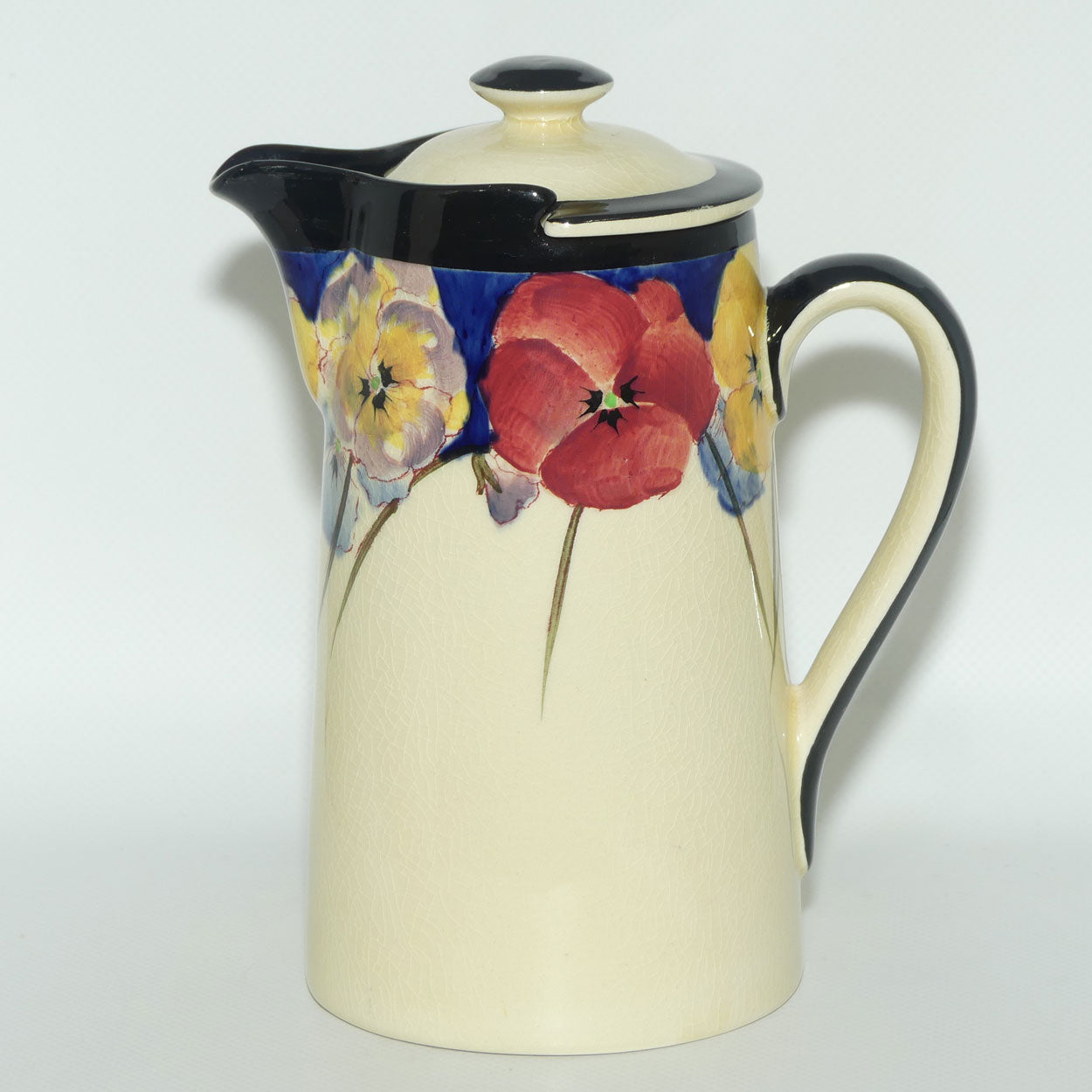 Royal Doulton Pansy with Black Border D4049 | New Barton shape hot water pot
