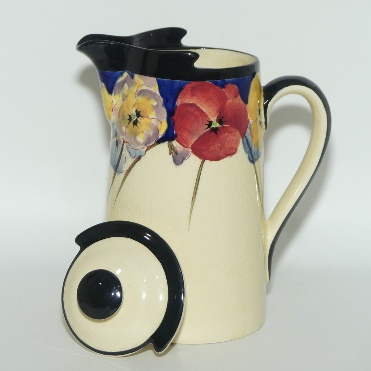 Royal Doulton Pansy with Black Border D4049 | New Barton shape hot water pot