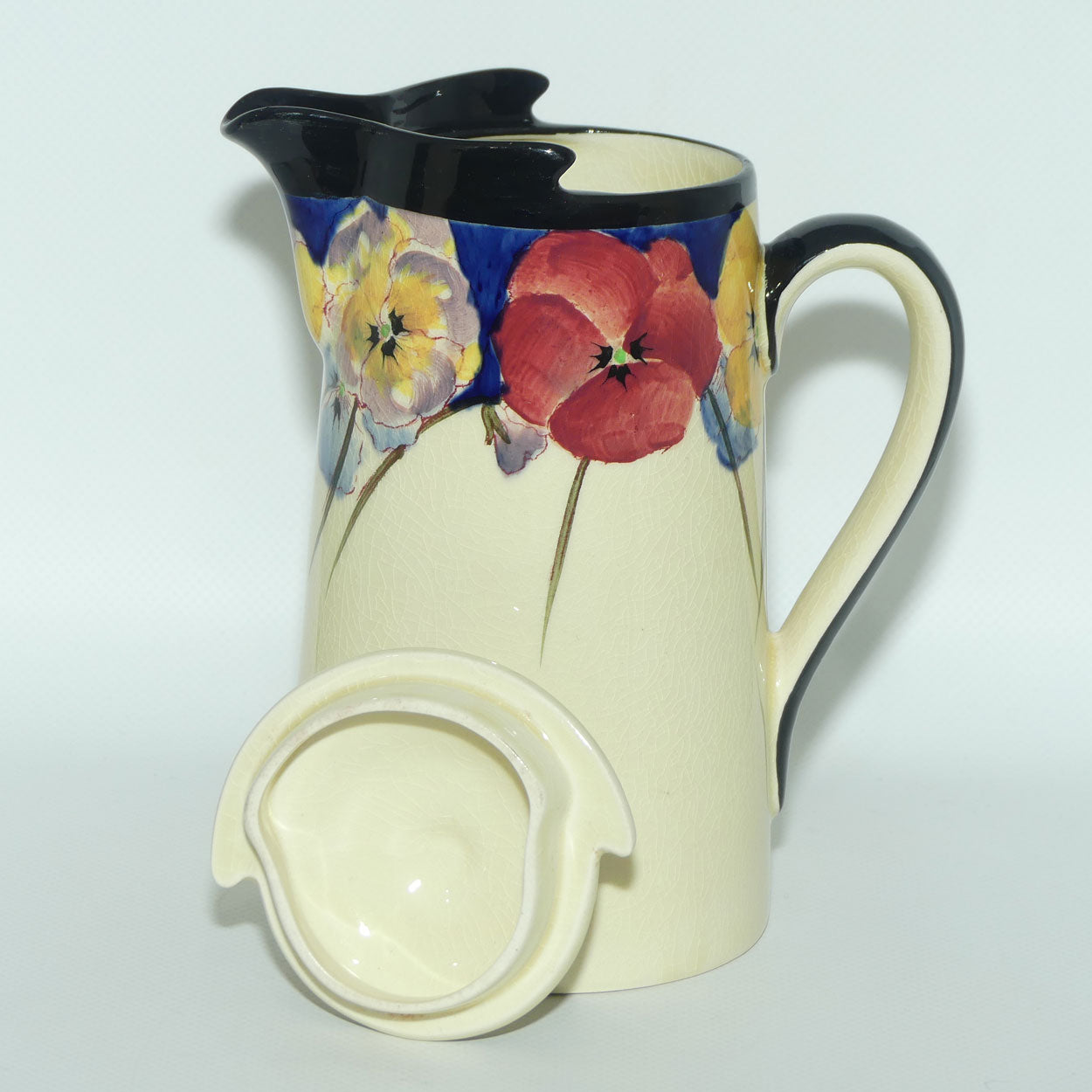 Royal Doulton Pansy with Black Border D4049 | New Barton shape hot water pot