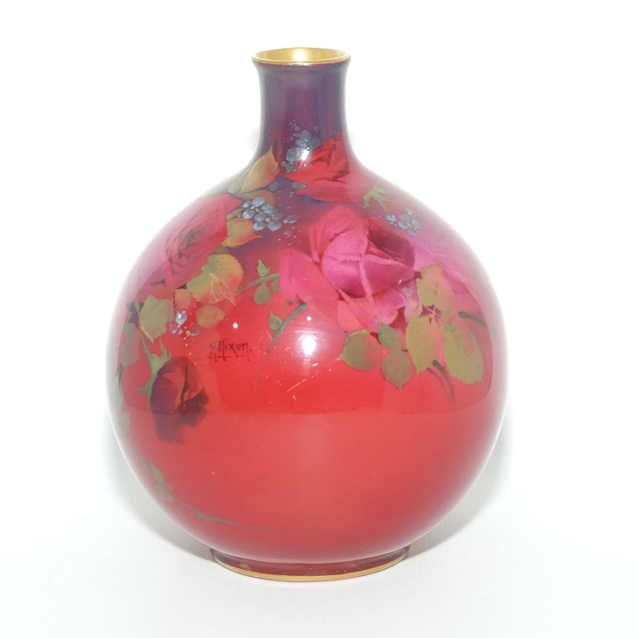 Rare Royal Doulton Oriflamme glaze Hand Painted on Glaze Roses vase by Harry Nixon