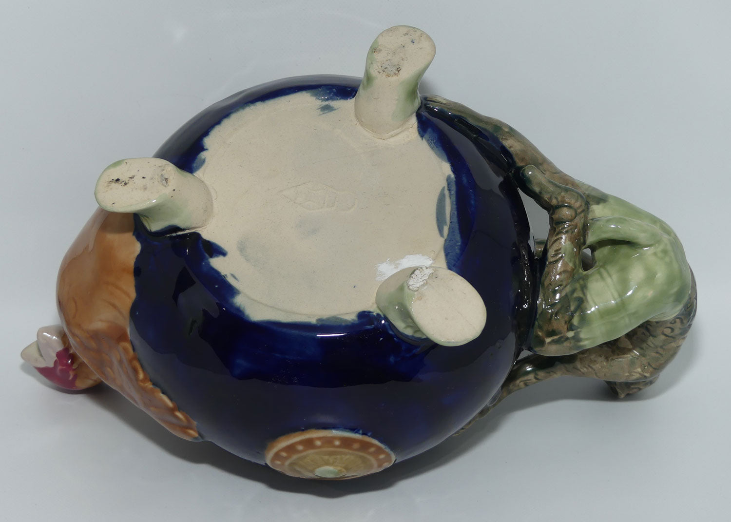 English Pottery Novelty Cockerel and Monkey Tea Pot